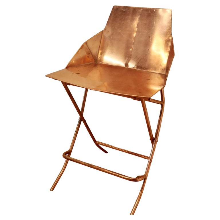 Unusual Copper Adjustable Designer Chair For Sale