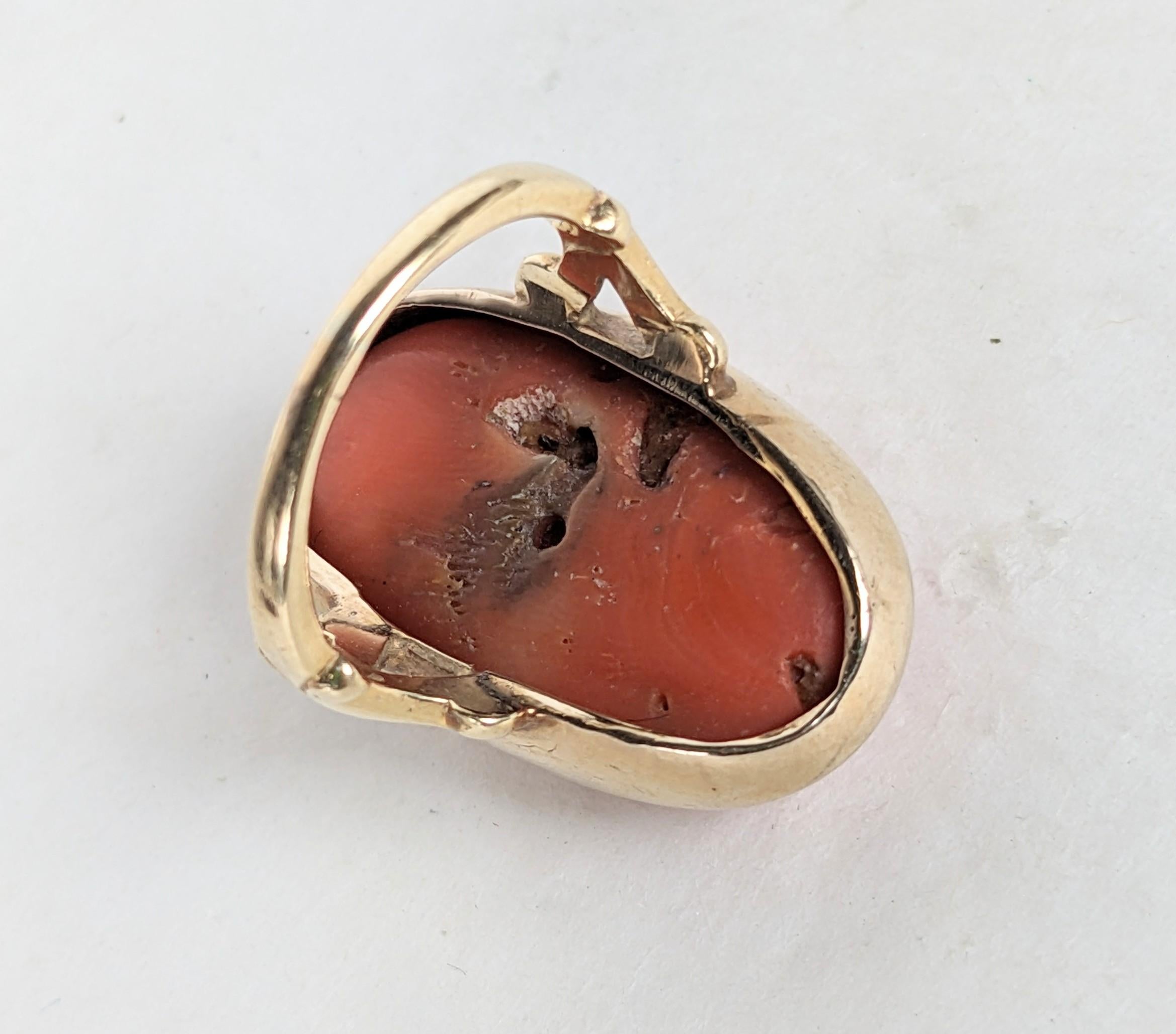 Unusual Coral Scarab Ring For Sale 2