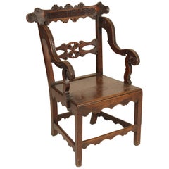 Unusual Country English Oak Armchair