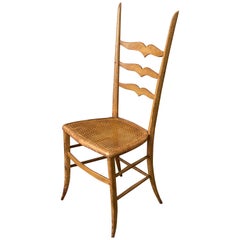 Unusual Country Ladder Back Side Chair with Caned Seat