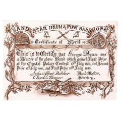Insolite certificat de mérite en verre peint pour le concours d'anneaux de palais en cristal 1883