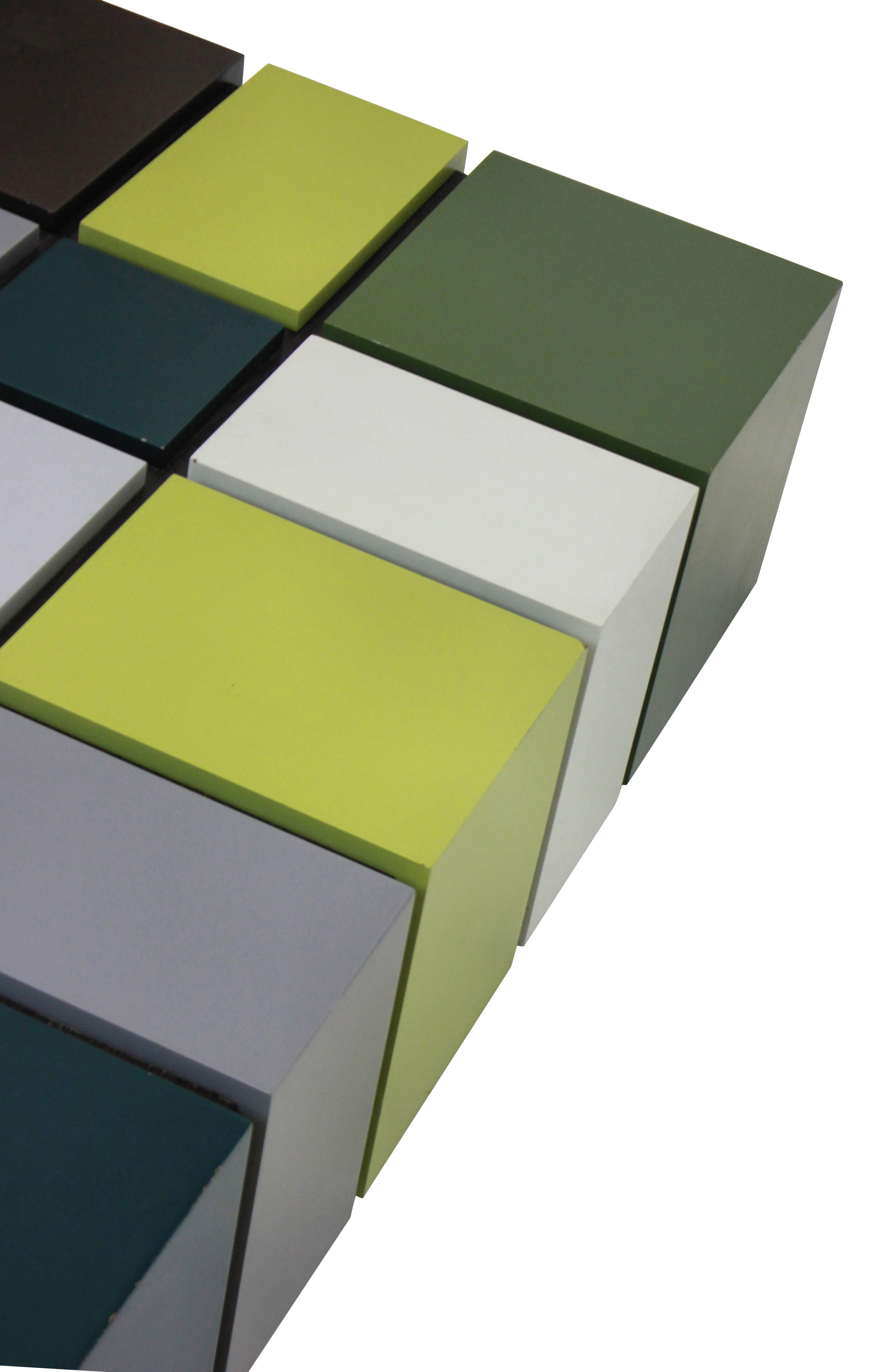 Mid-Century Modern Unusual Cubist Occasional Table in Great Colors