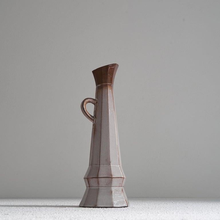 Unusual Cubist Studio Pottery Pitcher Vase 1950s For Sale 2