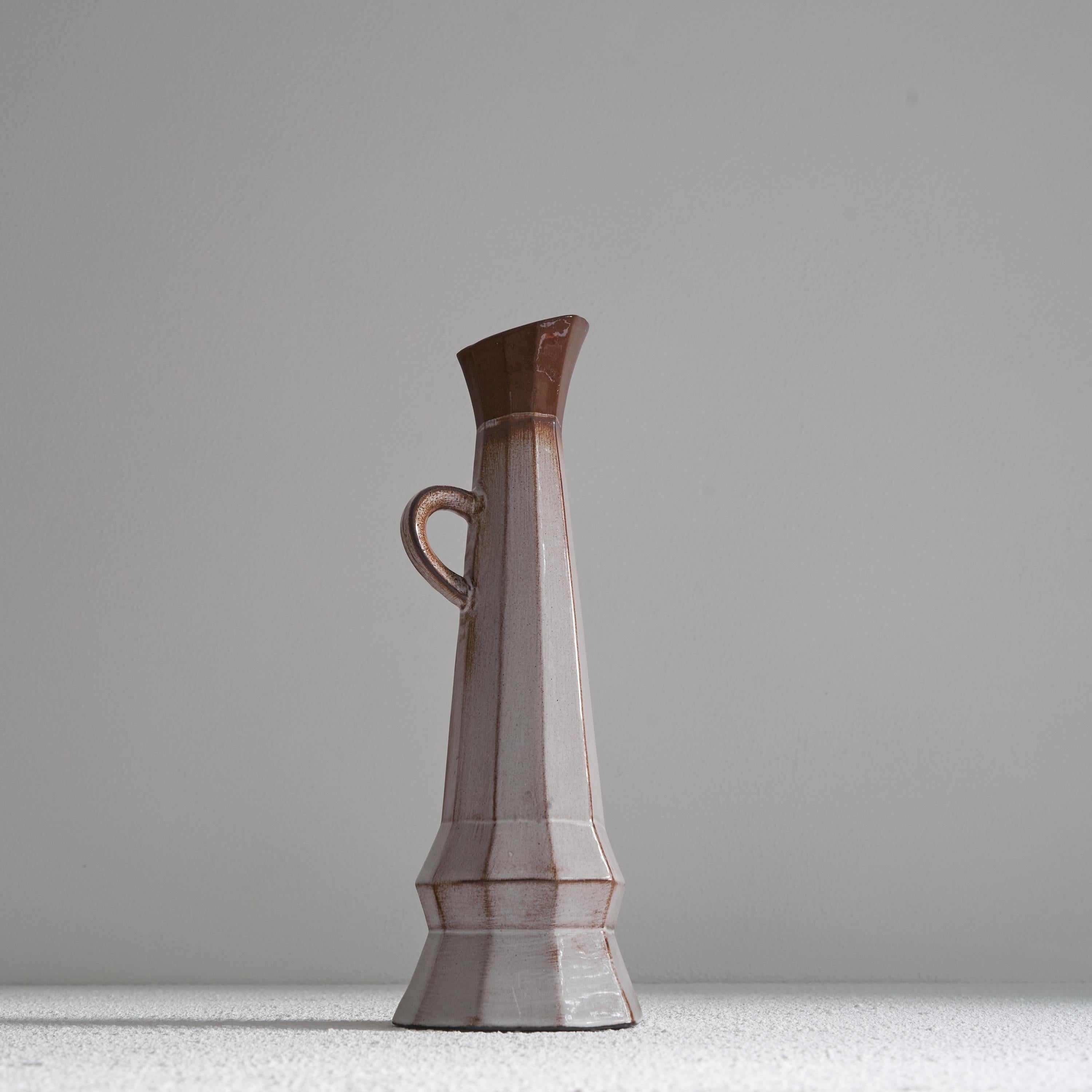 Unusual Cubist Studio Pottery Pitcher Vase 1950s For Sale 2