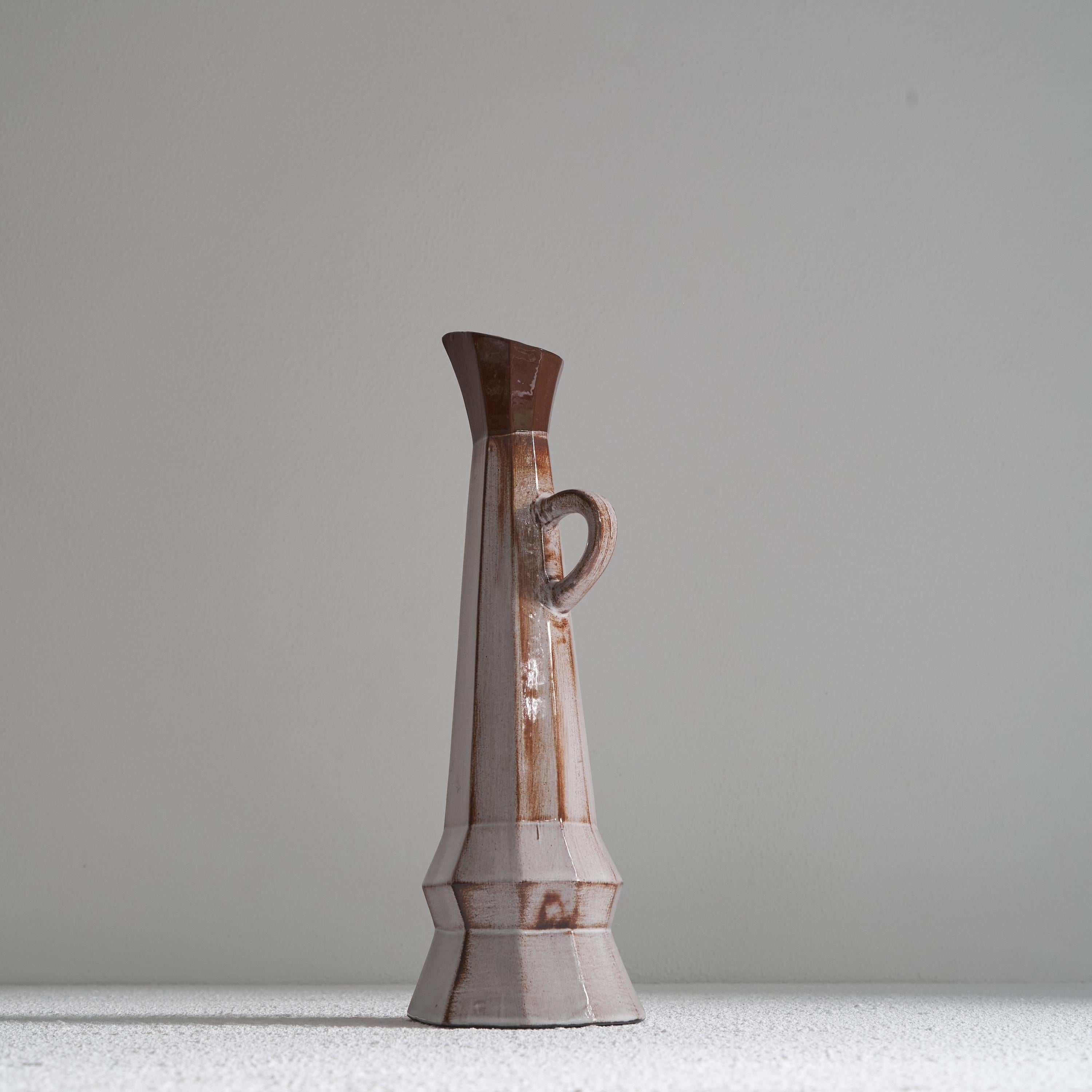 Unusual Cubist Studio Pottery Pitcher Vase 1950s For Sale 4