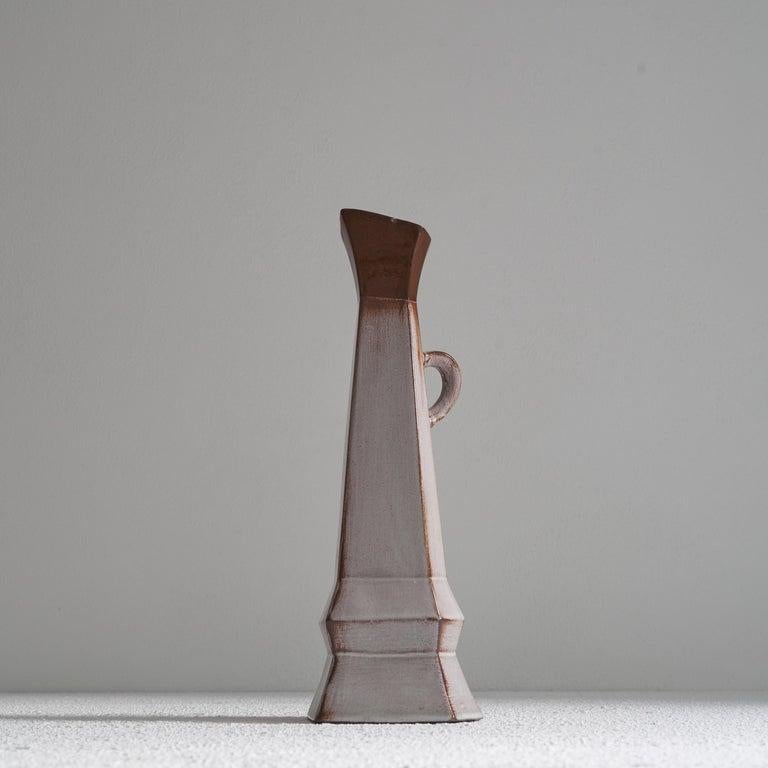 Unusual Cubist Studio Pottery Pitcher Vase 1950s For Sale 5