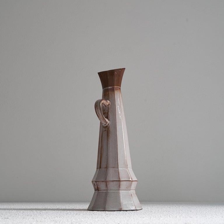 Ceramic Unusual Cubist Studio Pottery Pitcher Vase 1950s For Sale