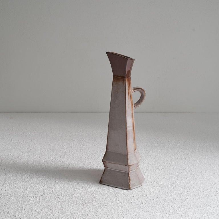 Unusual Cubist Studio Pottery Pitcher Vase 1950s For Sale 1