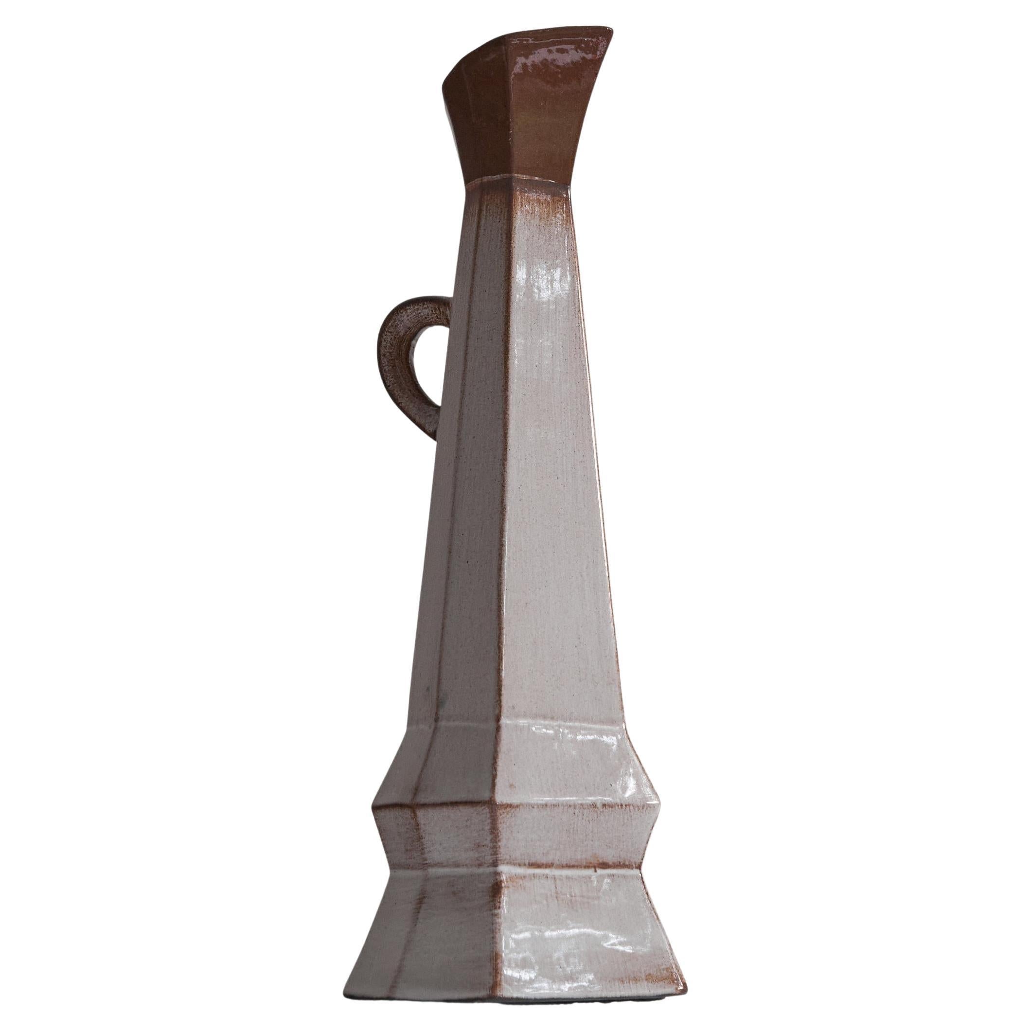 Unusual Cubist Studio Pottery Pitcher Vase 1950s