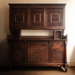 Unusual cupboard with intricate Moucharbiya panels, French c1870.