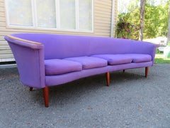 Unusual Curved Danish Modern Teak Kurt Ostervig Attr. Sofa Mid-Century