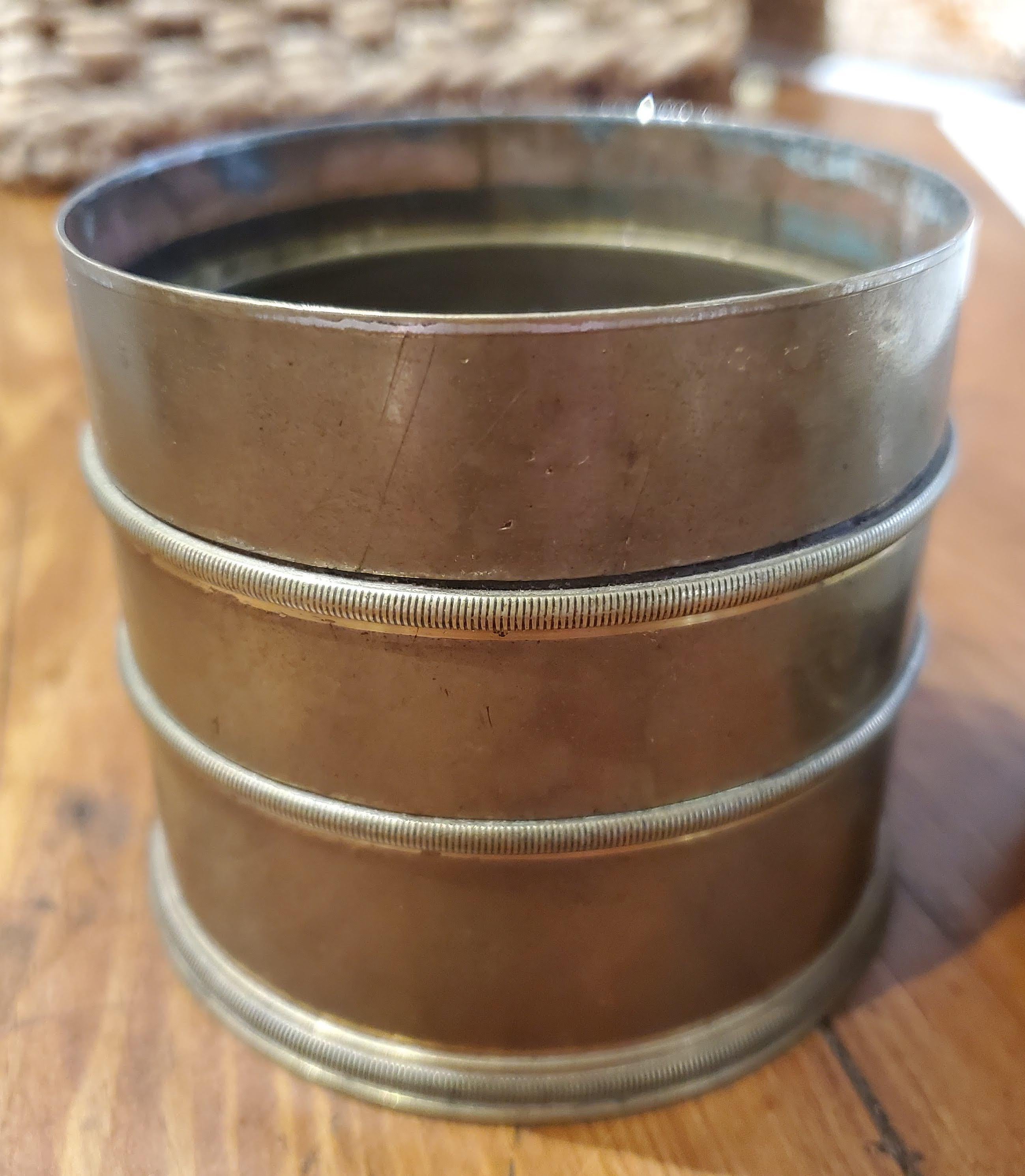 French Unusual Cylindrical Shaped Brass Tobacco Box