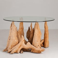 Base de table inhabituelle en racine de cyprès:: années 1960