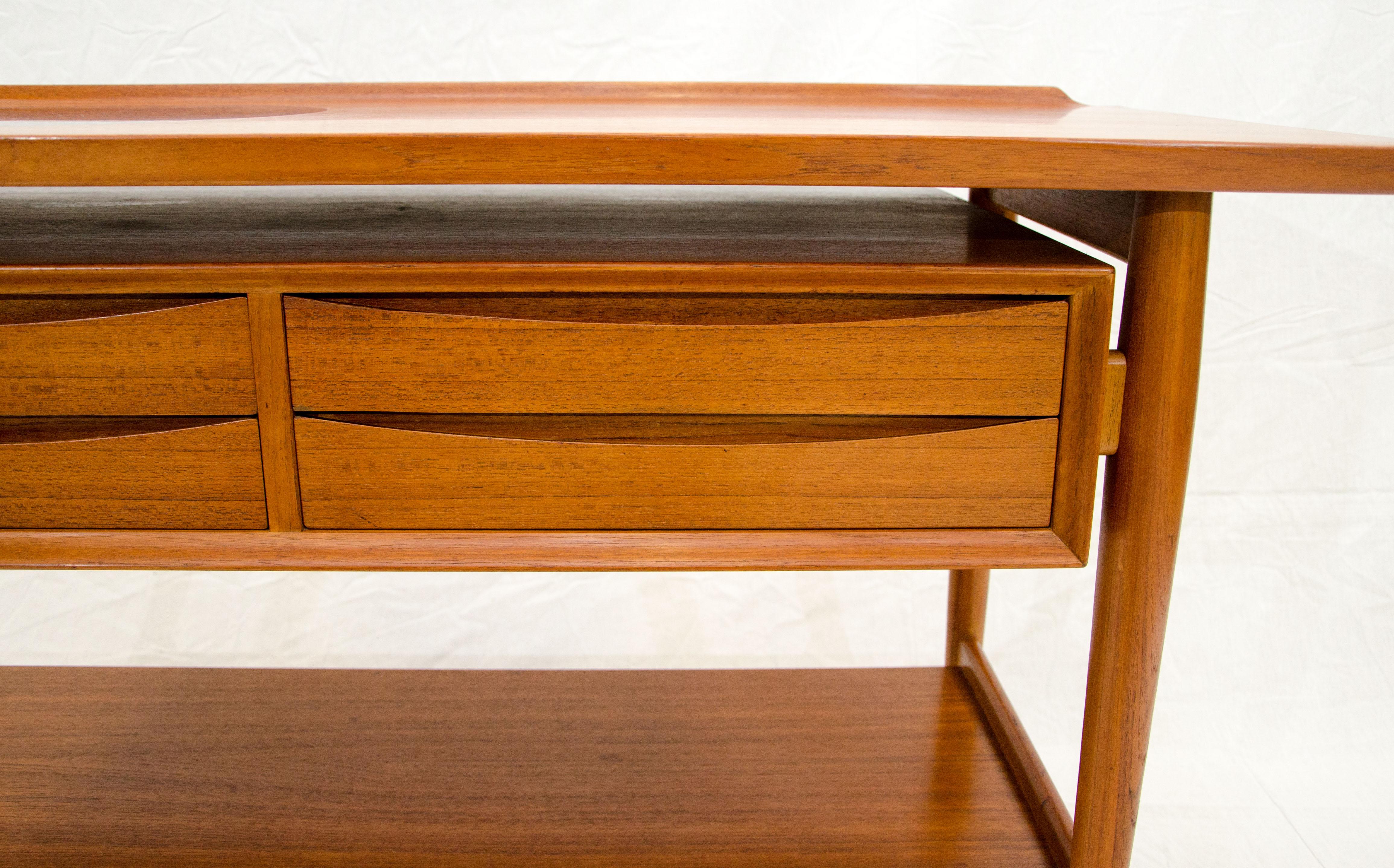 Unusual Danish Teak Buffet or Console Table by Arne Vodder for Sibast Furniture 6