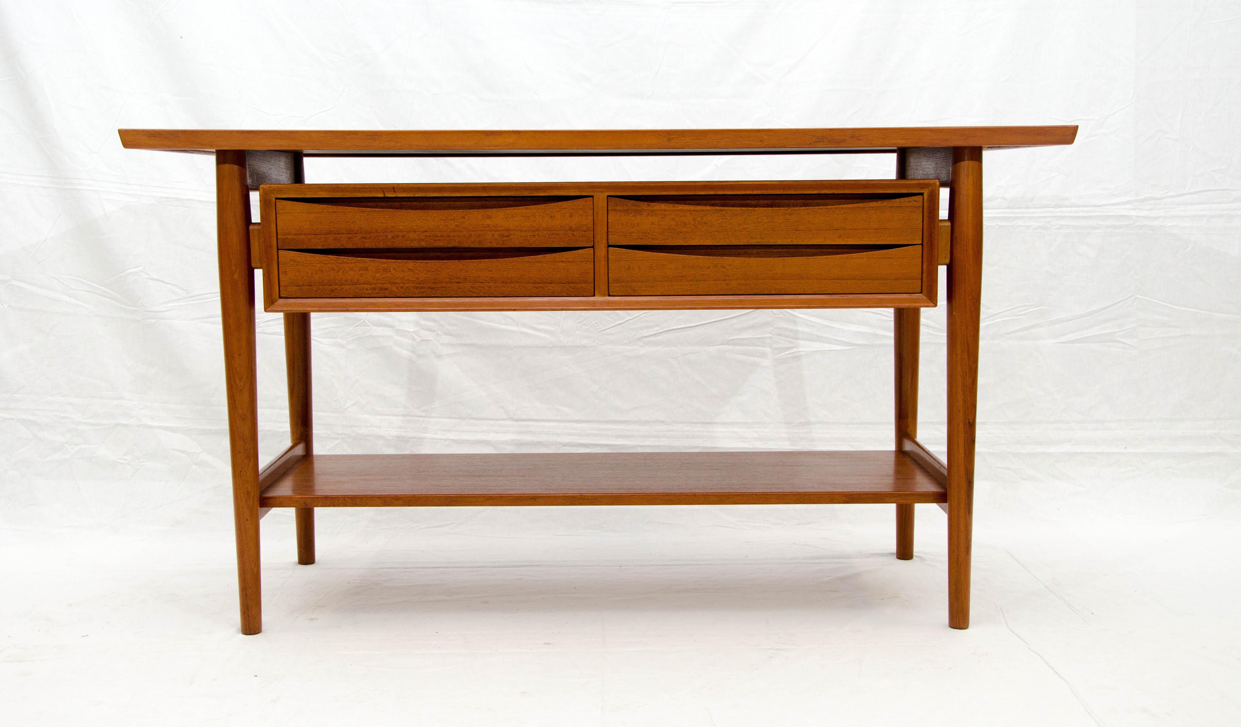Scandinavian Modern Unusual Danish Teak Buffet or Console Table by Arne Vodder for Sibast Furniture