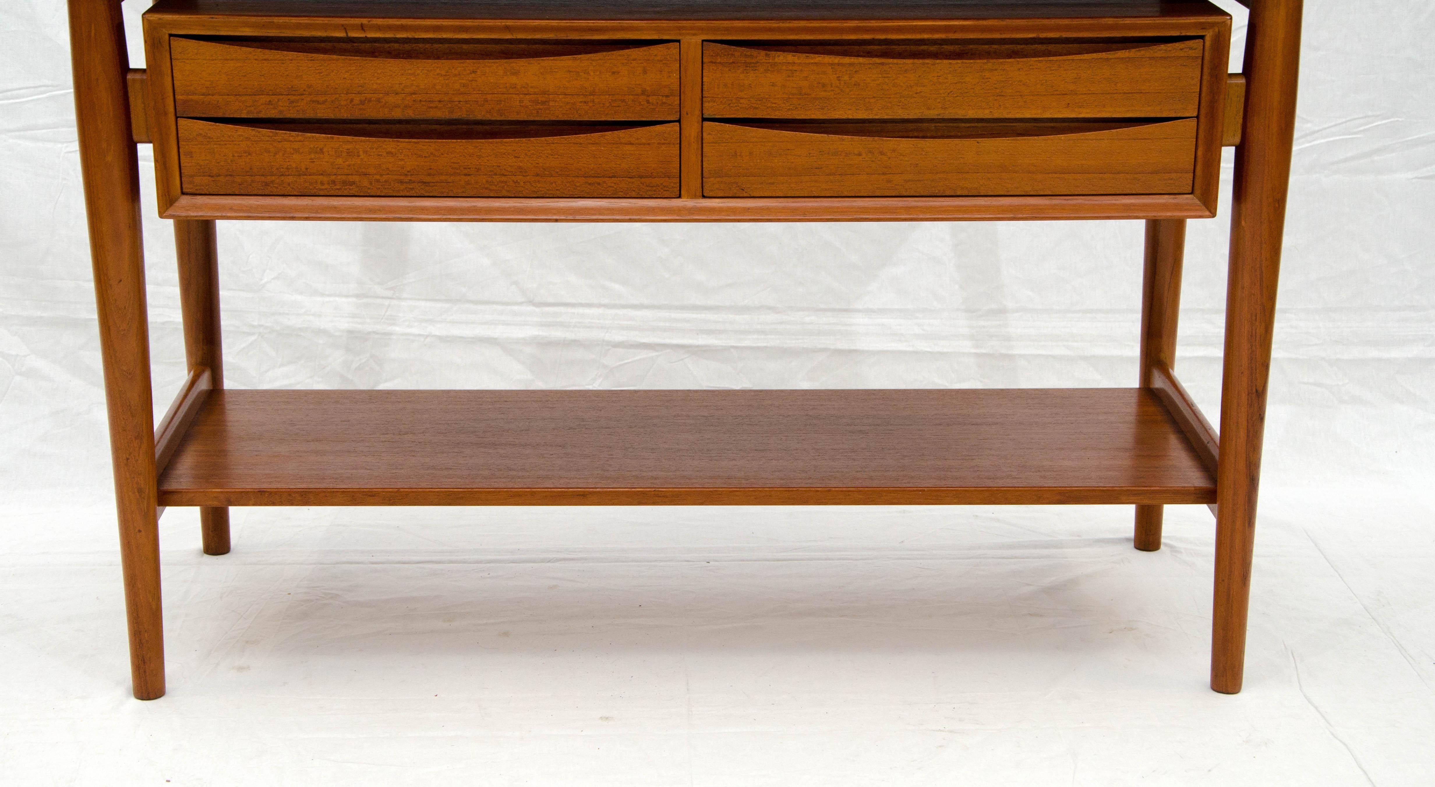 Unusual Danish Teak Buffet or Console Table by Arne Vodder for Sibast Furniture In Good Condition In Crockett, CA
