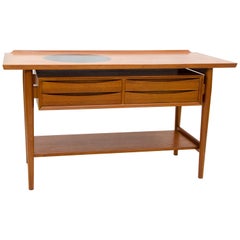 Unusual Danish Teak Buffet or Console Table by Arne Vodder for Sibast Furniture