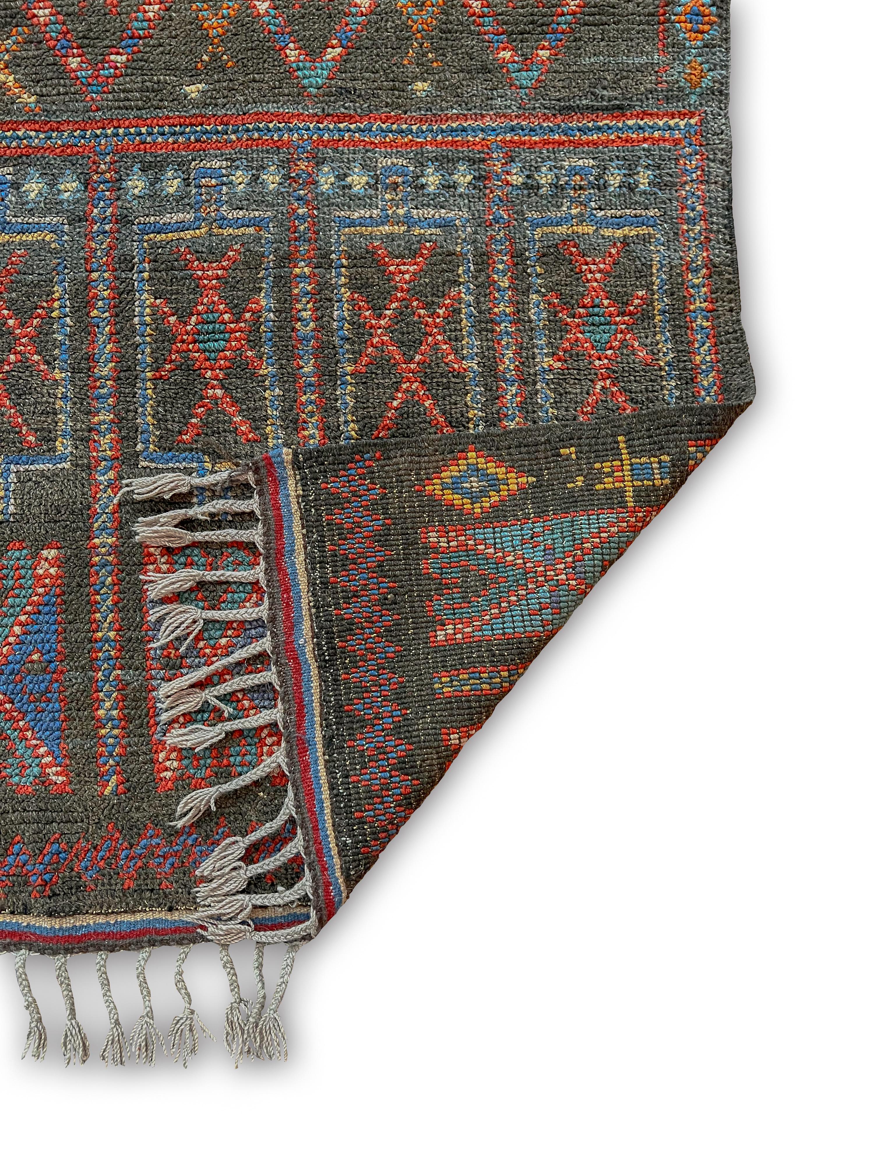Moroccan Unusual dark toned vintage Beni M'Guild carpet curated by Breuckelen Berber For Sale