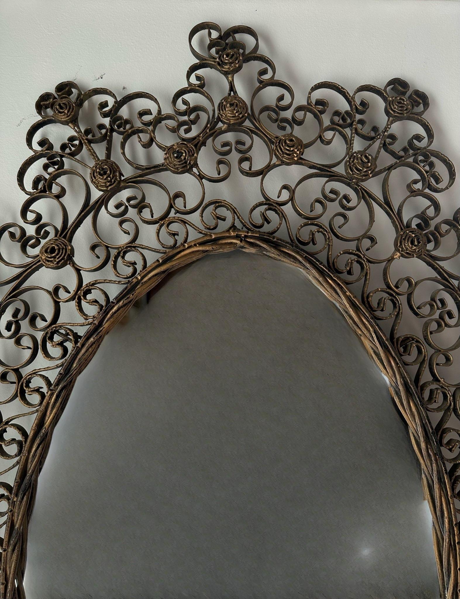 Unusual Decorative Oval Mirror. In Good Condition For Sale In Middleburg, VA