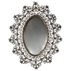Antique Unusual Decorative Oval Mirror.