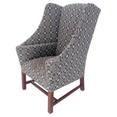 Unusual Deep Wings Federal Style Mahogany Base Wing Club Armchair