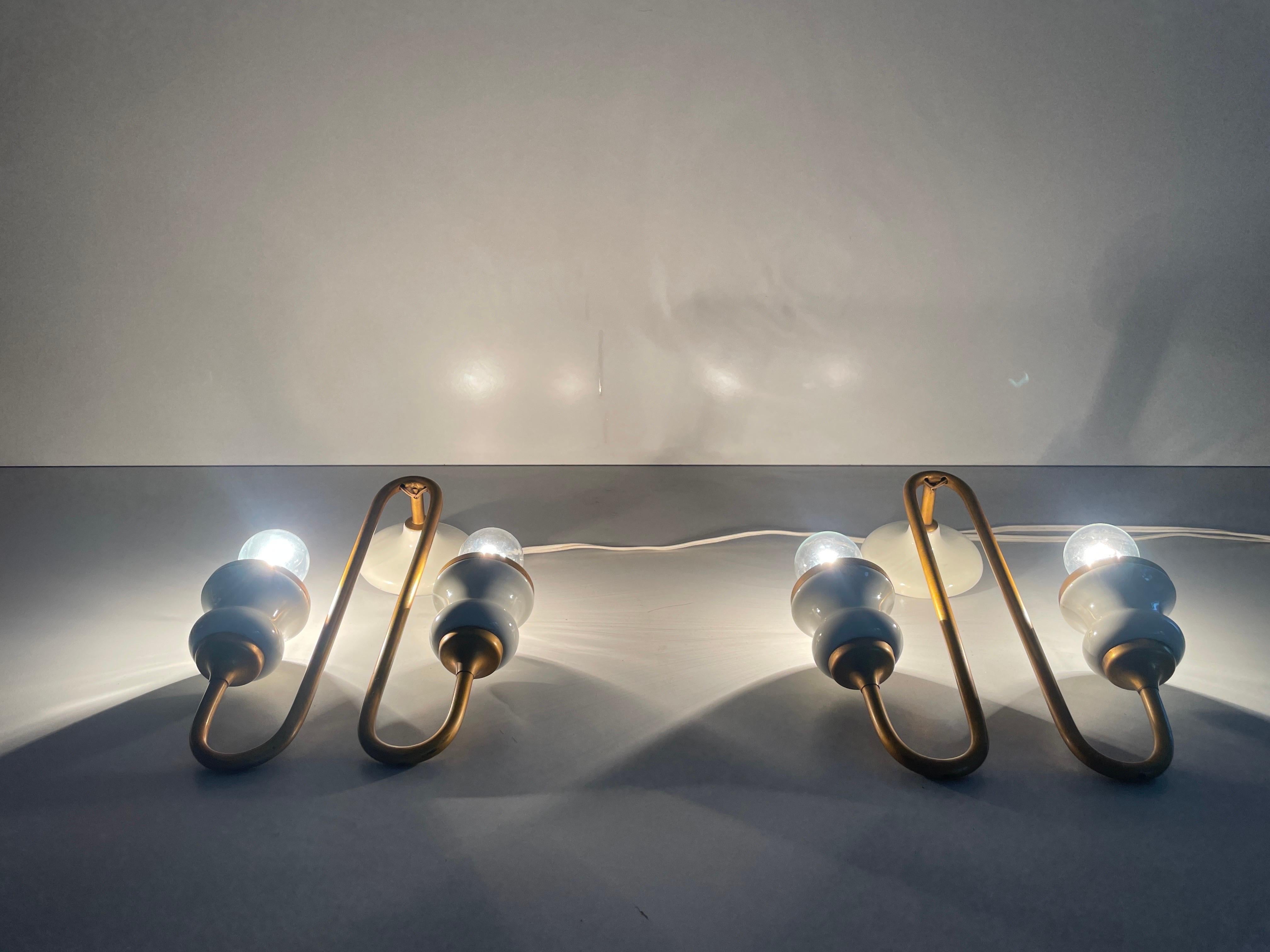 Unusual Design Ceramic and Metal Sconces in Candlestick Form, 1950s, Italy For Sale 7