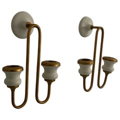 Candelabros de cerámica y metal de diseño inusual en forma de candelabro, años 50, Italia