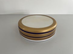 Unusual Design Gold and Maroon Metal Glass Flush Mount Light, 1960s, Germany