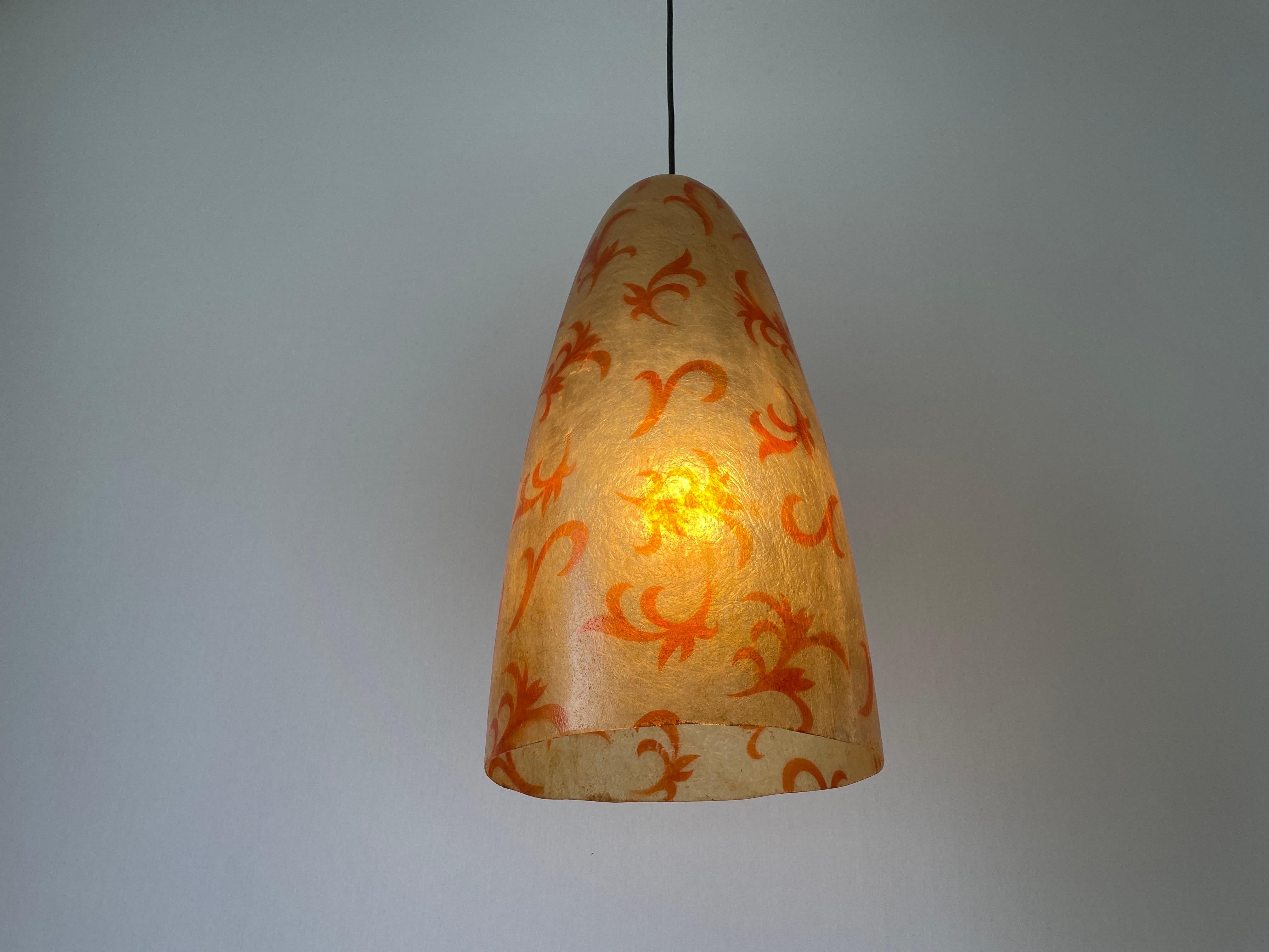 Unusual Design Polyester Pendant Lamp with Floral Art Signs, 1960s, Italy For Sale 5