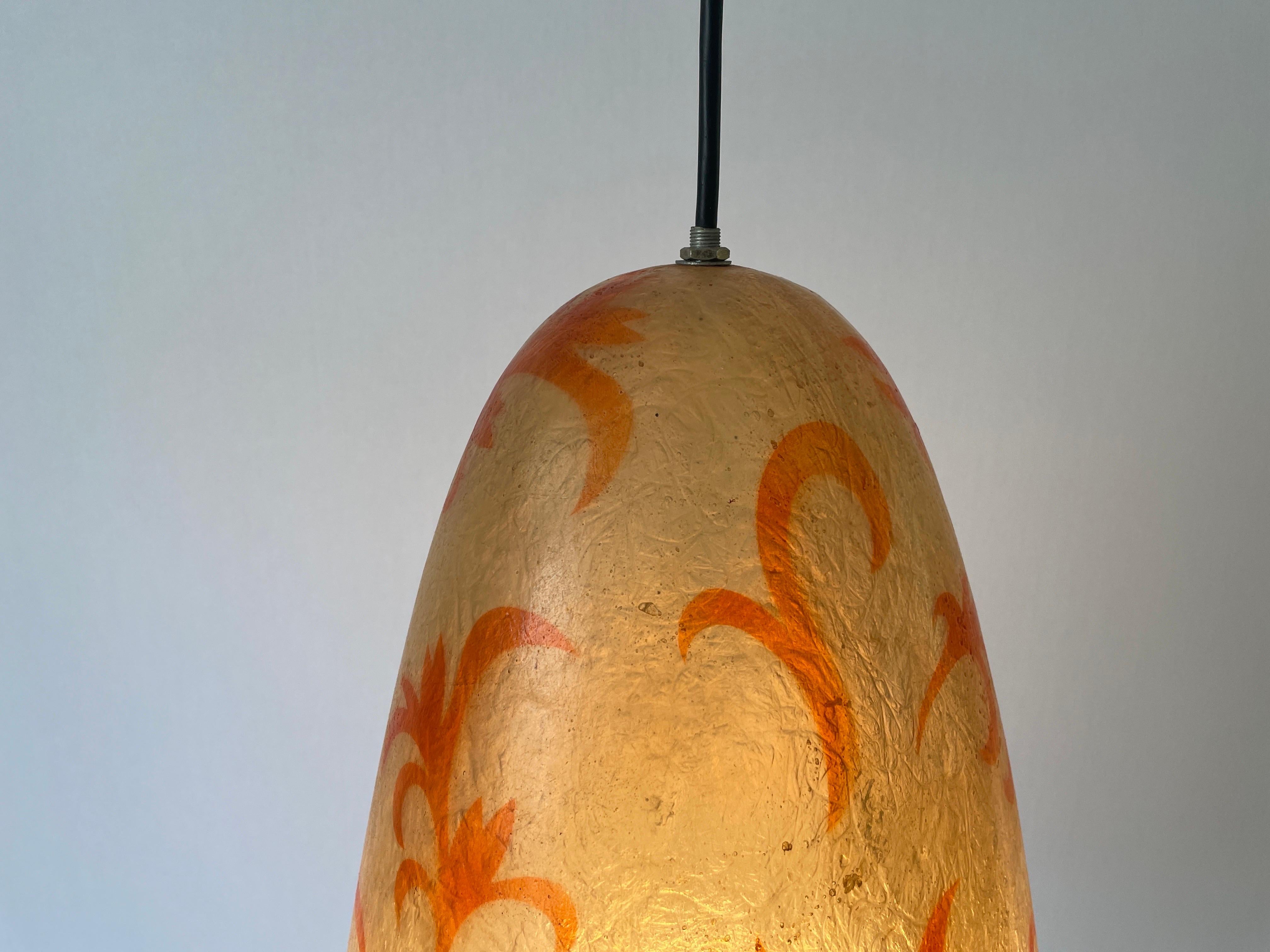 Unusual Design Polyester Pendant Lamp with Floral Art Signs, 1960s, Italy For Sale 6