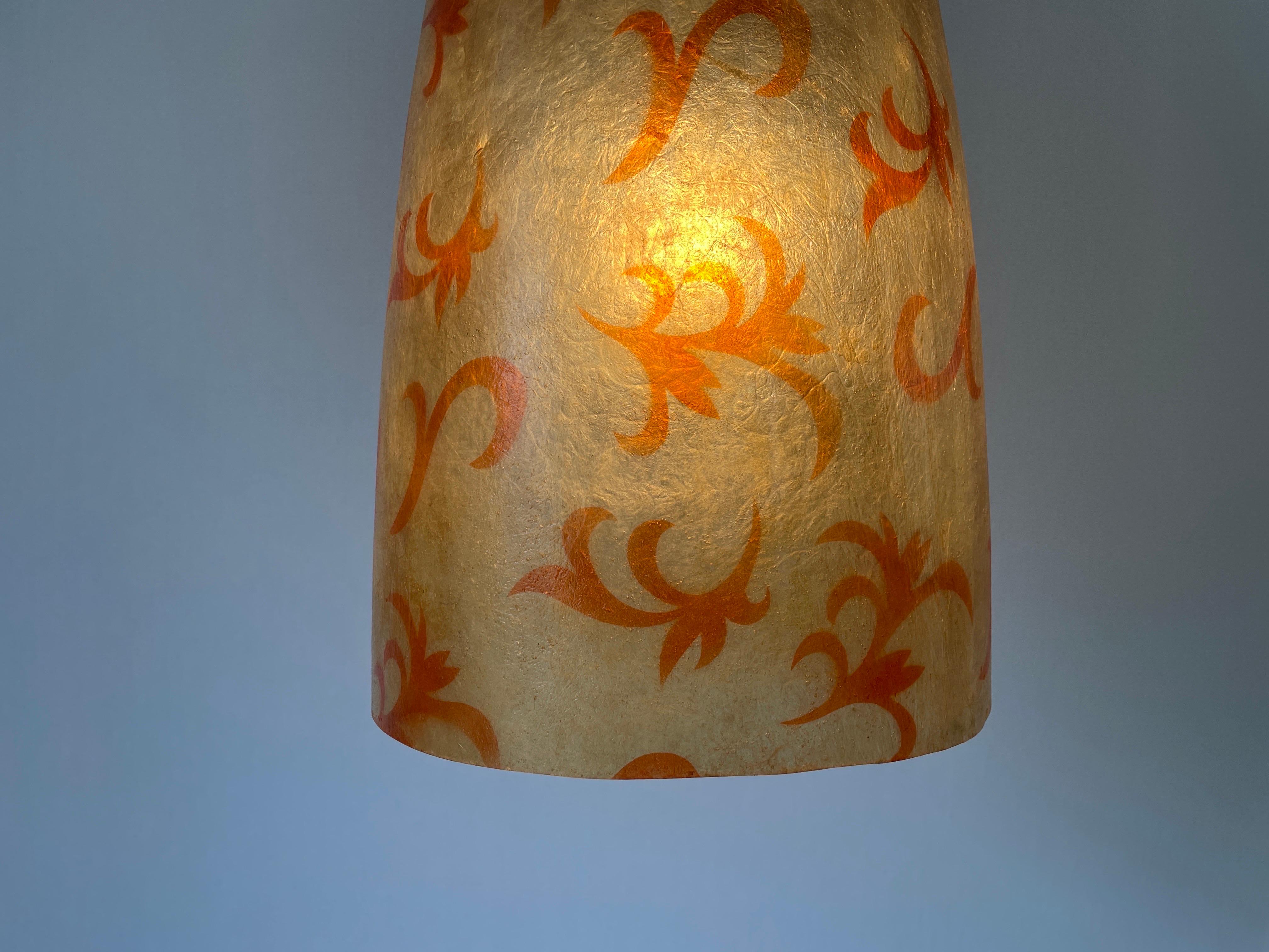 Unusual Design Polyester Pendant Lamp with Floral Art Signs, 1960s, Italy For Sale 8