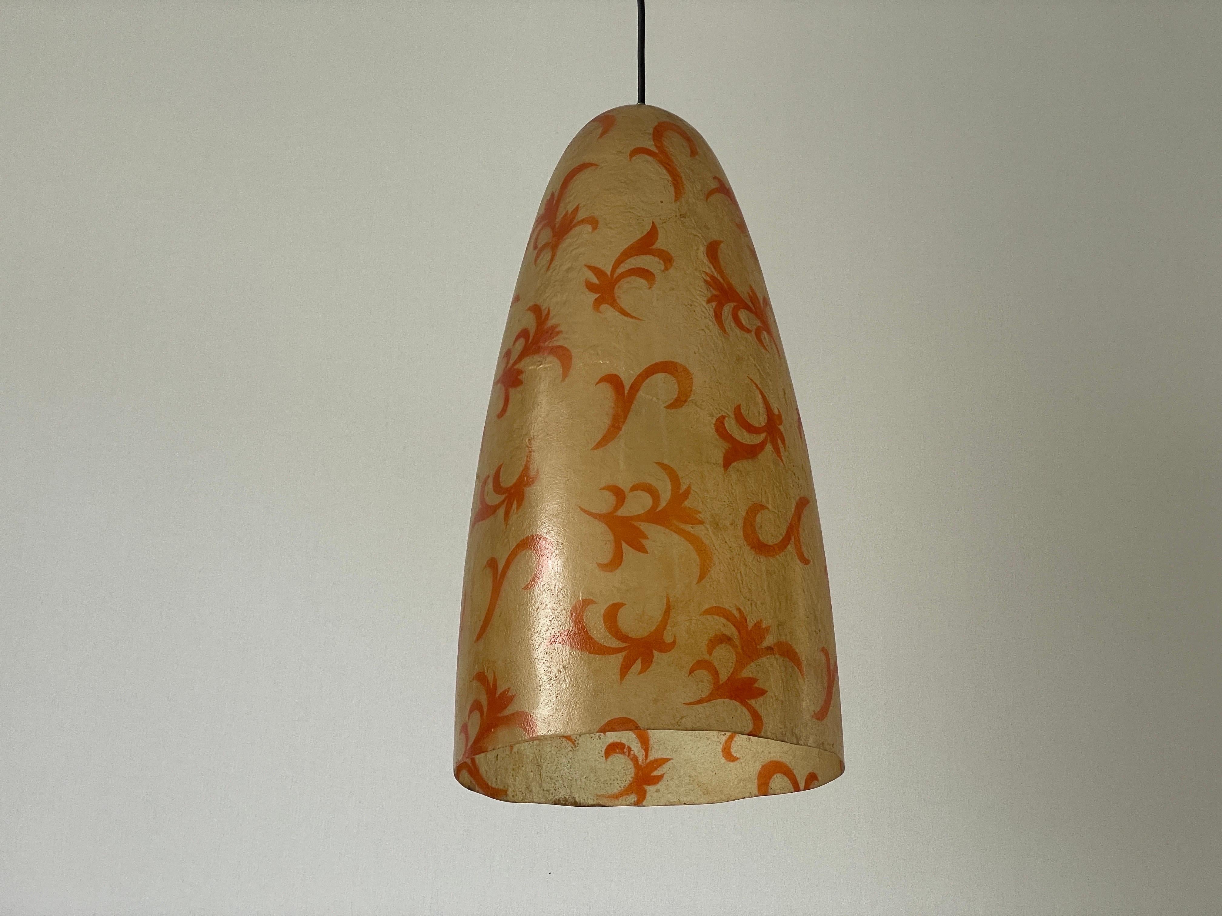 Mid-Century Modern Unusual Design Polyester Pendant Lamp with Floral Art Signs, 1960s, Italy For Sale