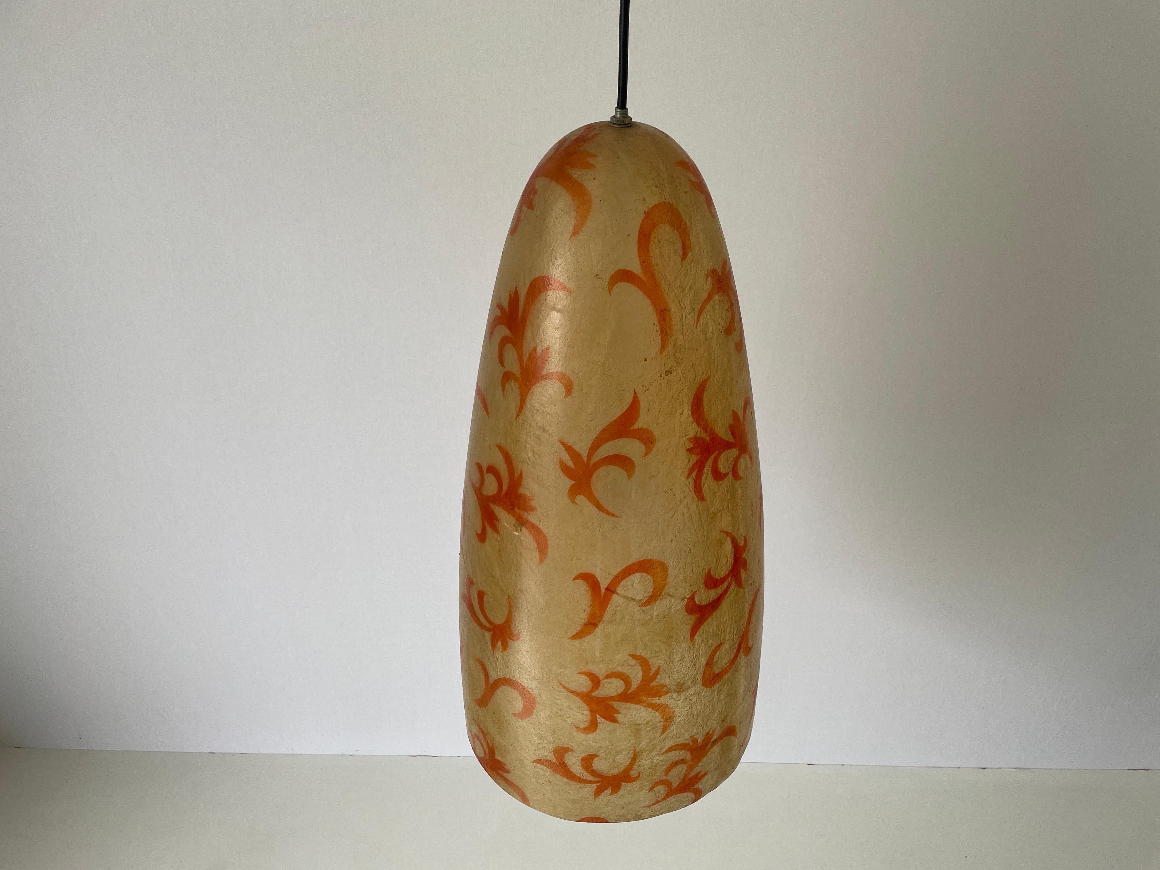 Italian Unusual Design Polyester Pendant Lamp with Floral Art Signs, 1960s, Italy For Sale
