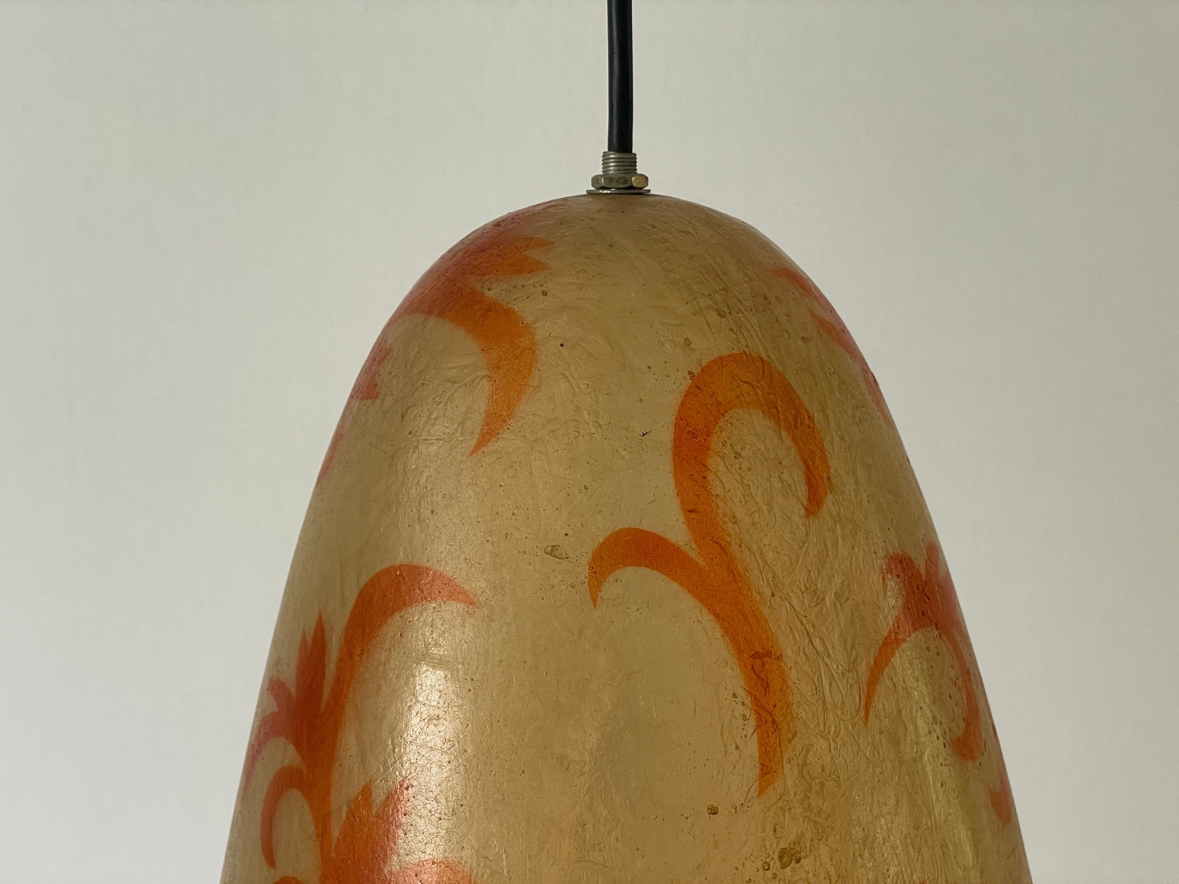 Mid-20th Century Unusual Design Polyester Pendant Lamp with Floral Art Signs, 1960s, Italy For Sale