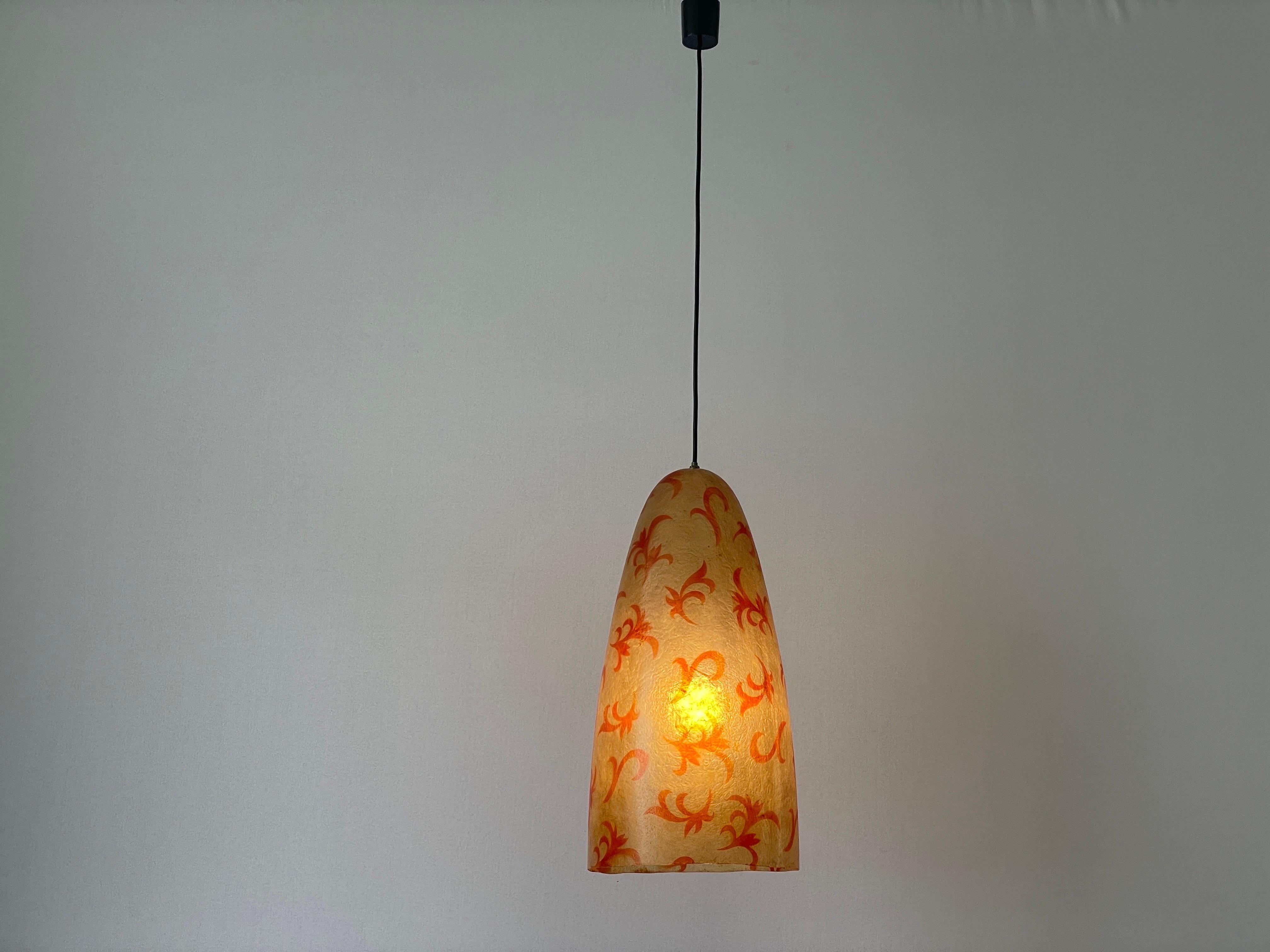 Unusual Design Polyester Pendant Lamp with Floral Art Signs, 1960s, Italy For Sale 2