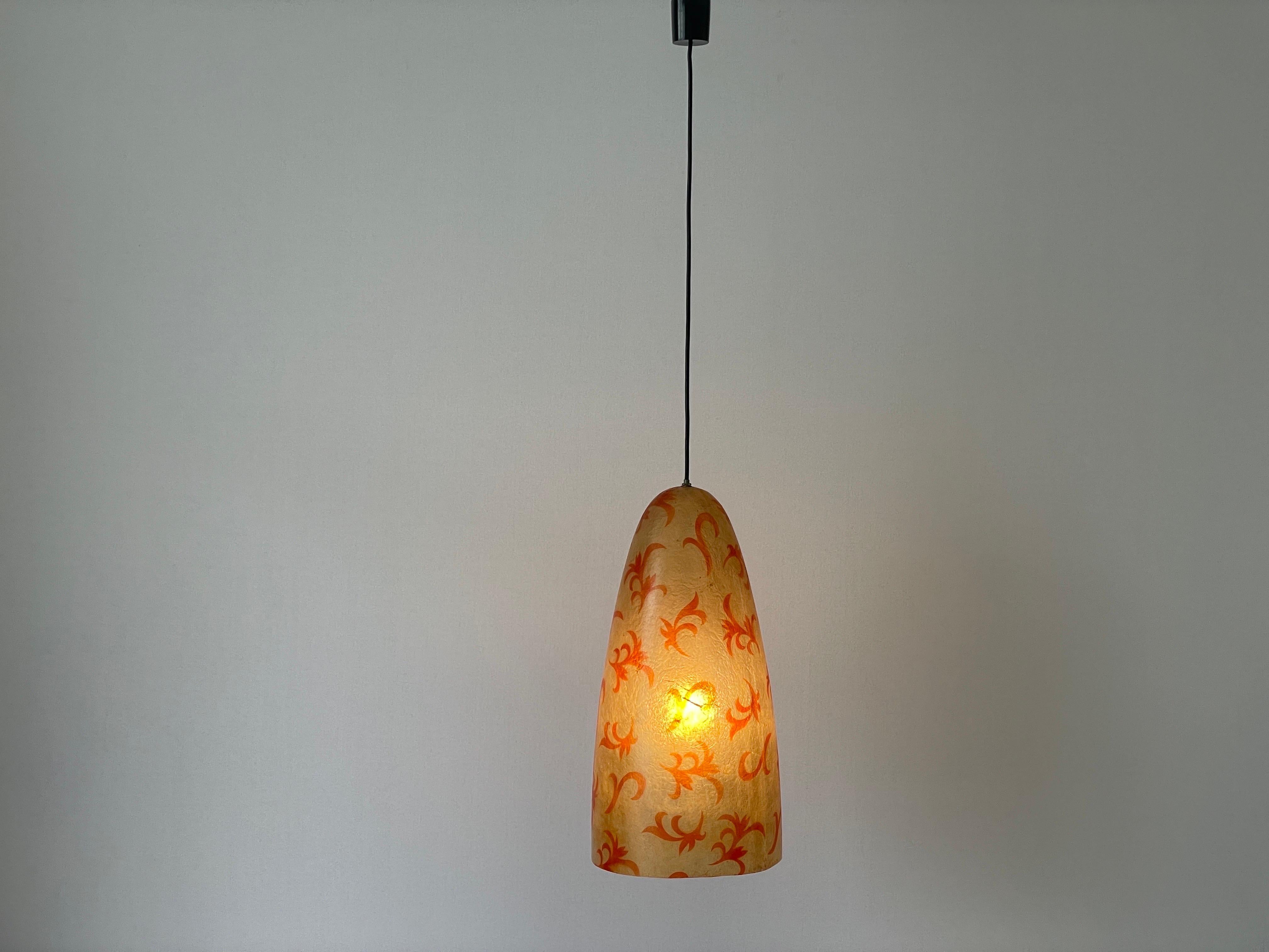 Unusual Design Polyester Pendant Lamp with Floral Art Signs, 1960s, Italy For Sale 3