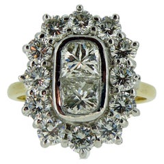 Unusual Diamond Cluster Ring, 2.63 Carat, Melody and Brilliant Cut Diamonds