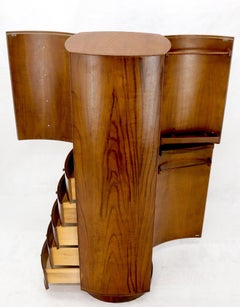 Unusual Double Sided Swivel Cylinder Shape Dresser Cheval Mirror Combo Cabinet