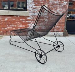 Unusual double -wide Modernist Iron Chaise Lounge by Russell Woodard