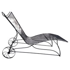 Unusual double -wide Modernist Iron Chaise Lounge by Russell Woodard