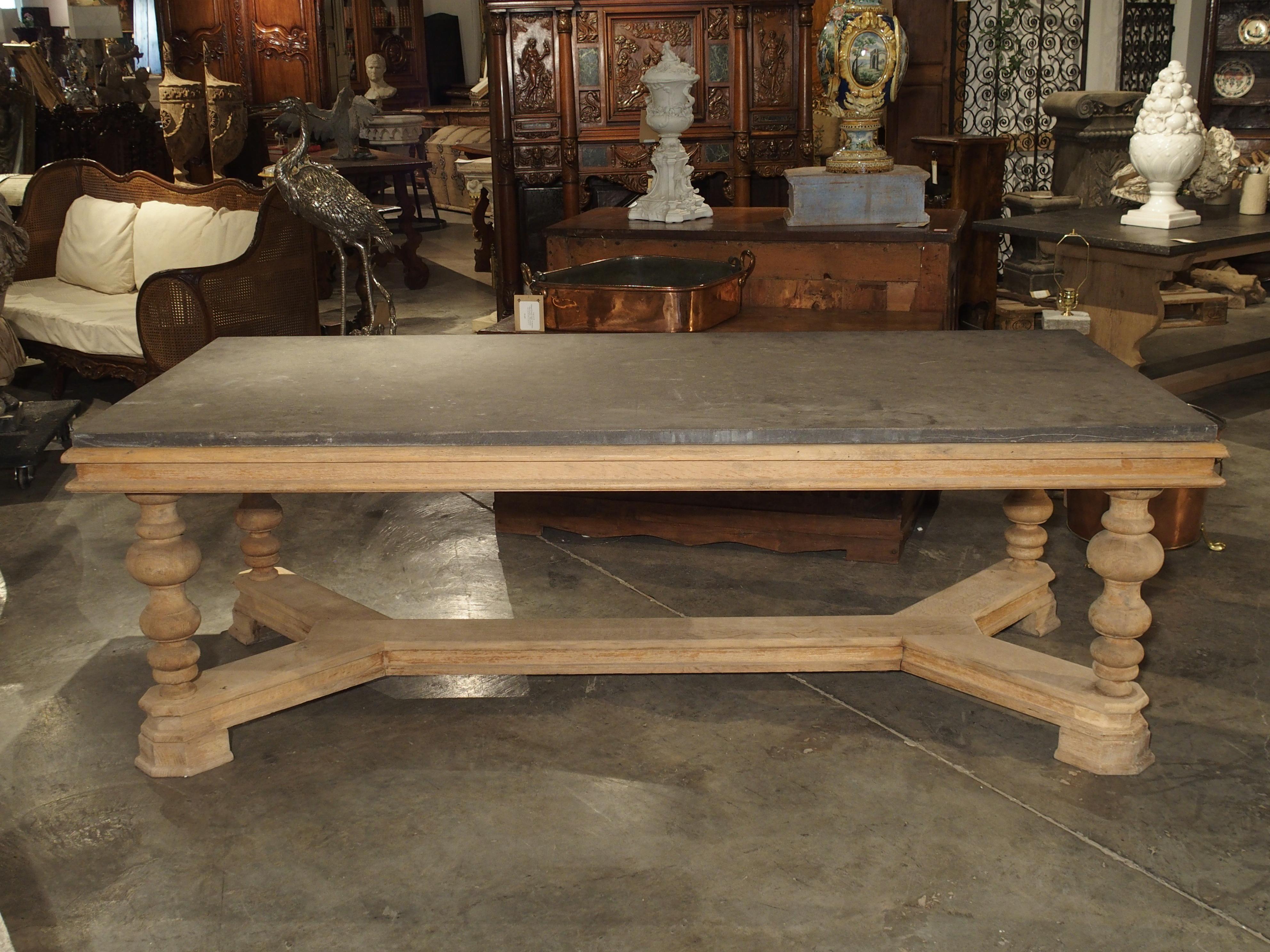 Carved Unusual Early 1900s Pastry Table with Belgian Bluestone Top