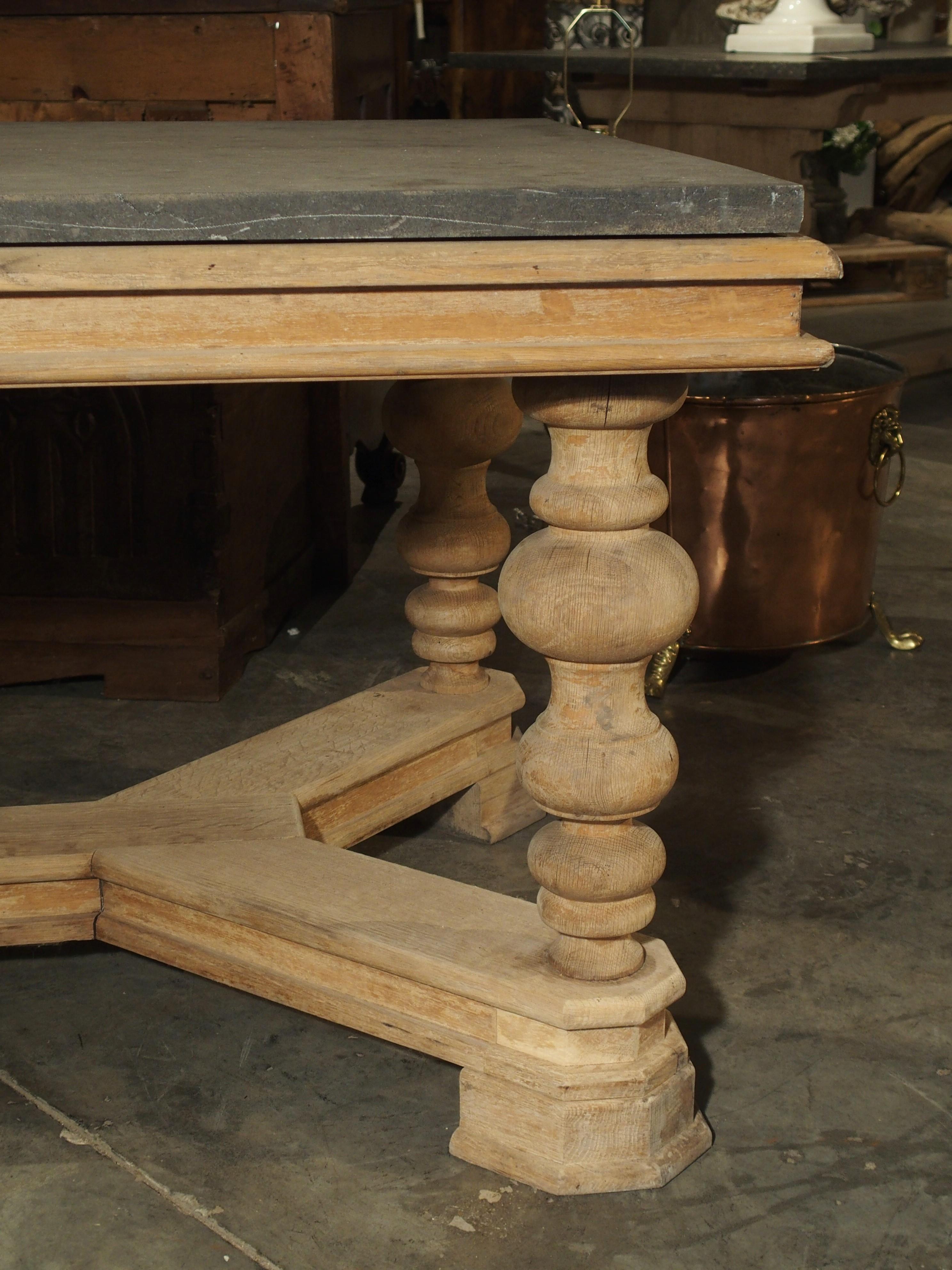 20th Century Unusual Early 1900s Pastry Table with Belgian Bluestone Top