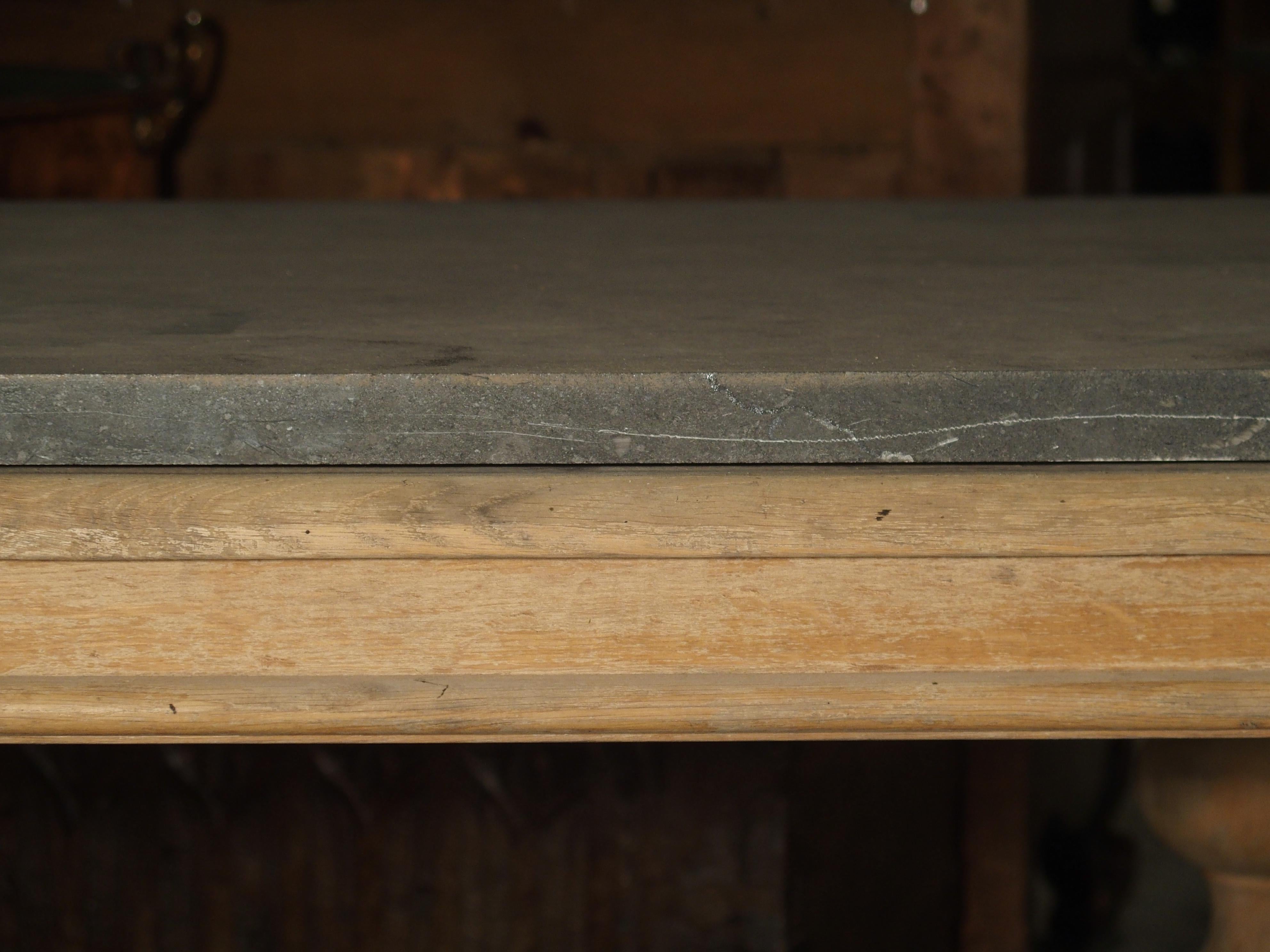 Stone Unusual Early 1900s Pastry Table with Belgian Bluestone Top
