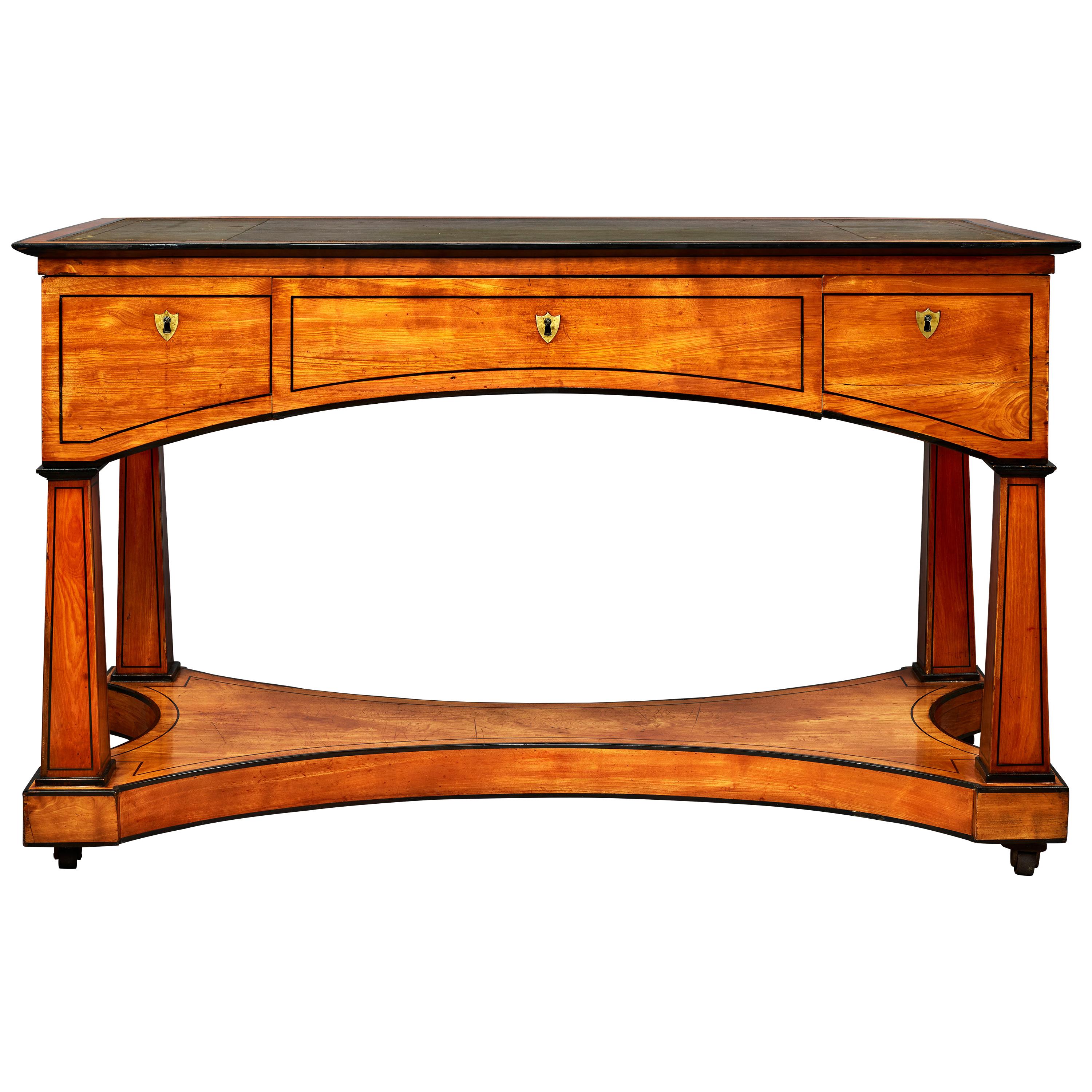 Unusual Early 19th Century Biedermeier Library Desk, German or Austrian For Sale