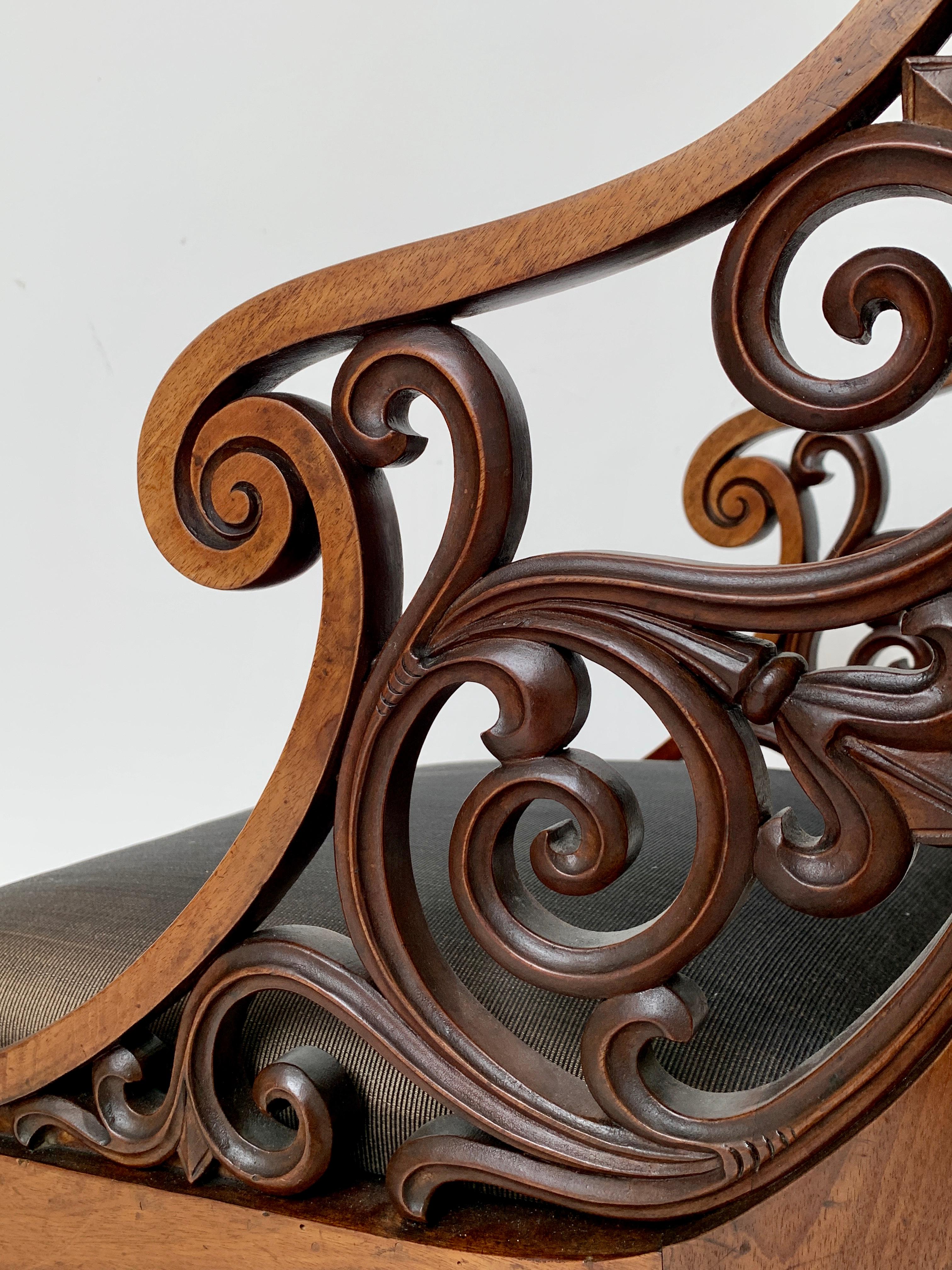 Romantic Unusual Early 19th Century Danish Mahogany Armchair Attributed to Hetsch For Sale