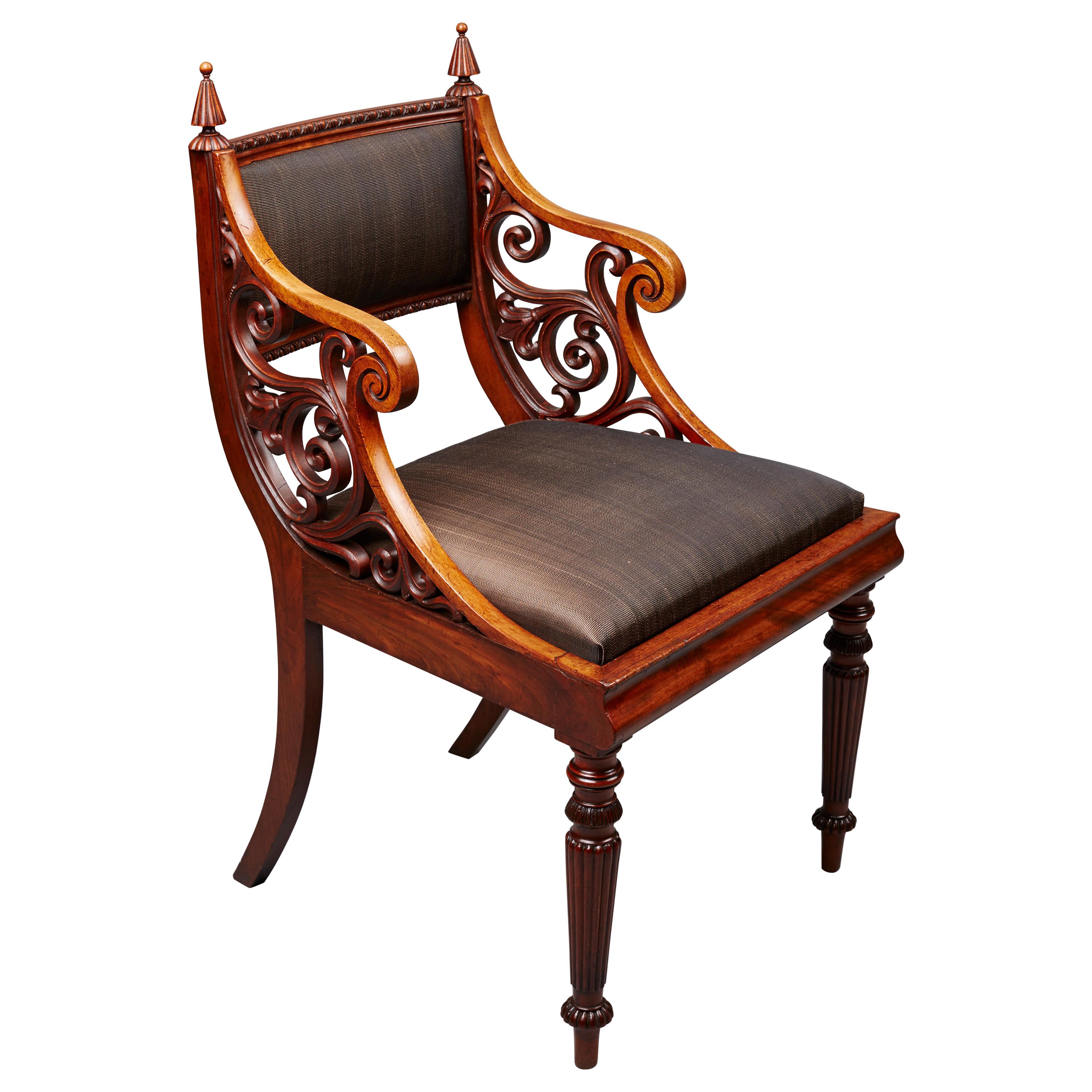 Unusual Early 19th Century Danish Mahogany Armchair Attributed to Hetsch For Sale