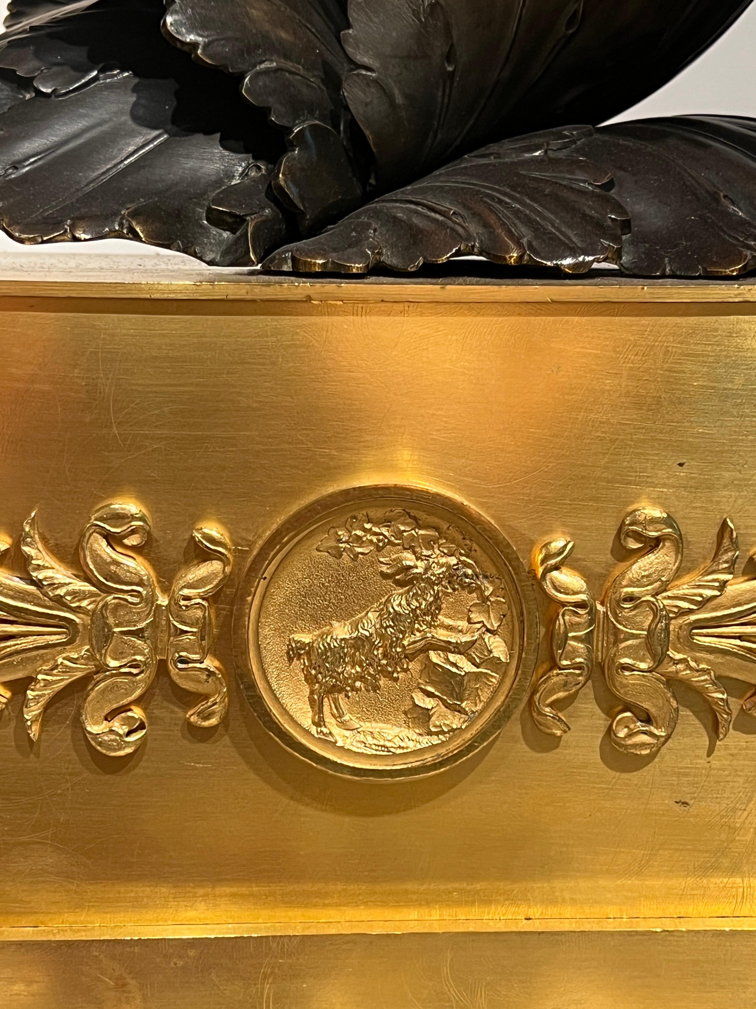 Bronze Unusual Early 19th Century Empire Mantel Clock in the Form of an Accanthus Plant For Sale
