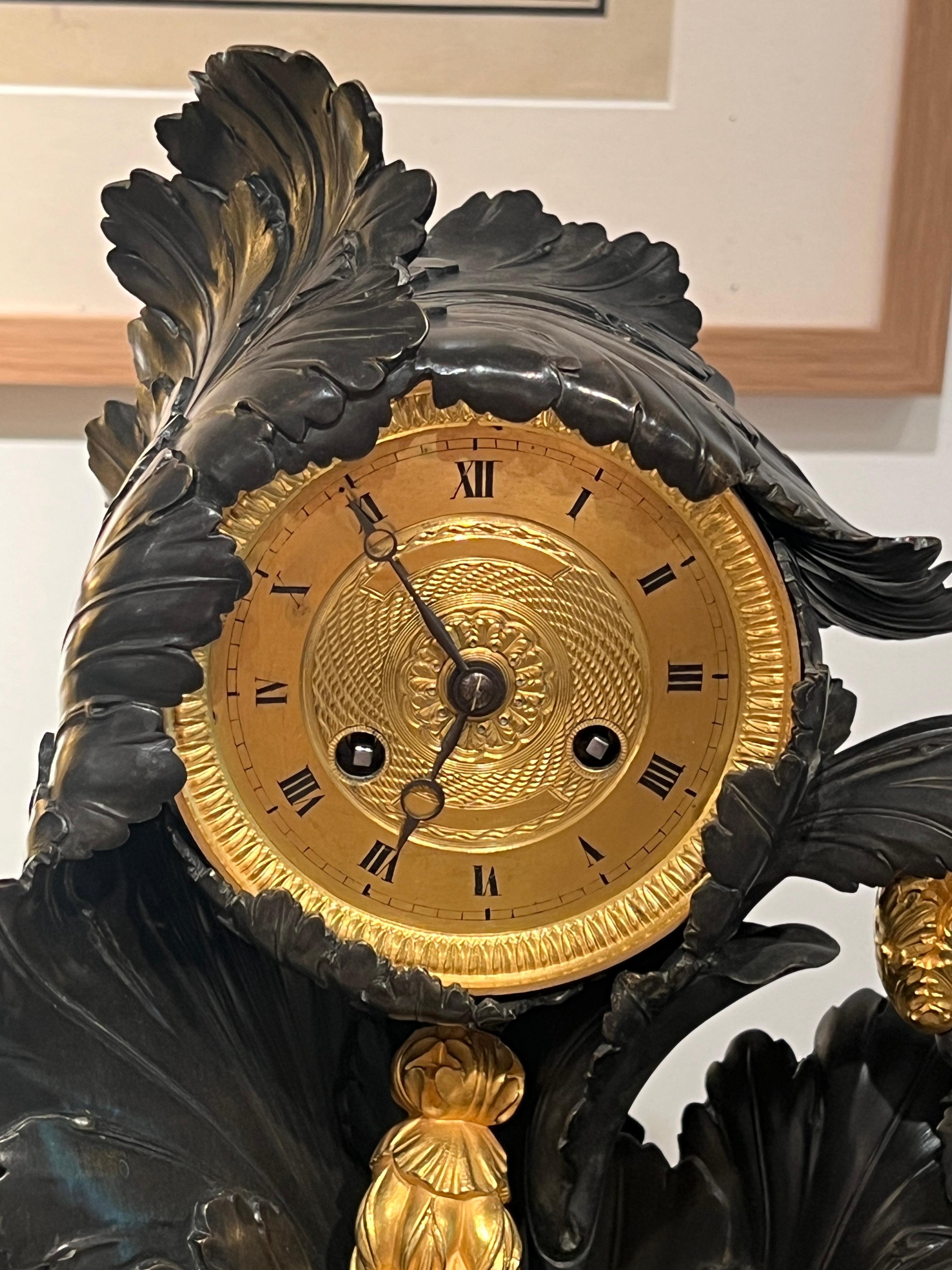 Unusual Early 19th Century Empire Mantel Clock in the Form of an Accanthus Plant For Sale 1
