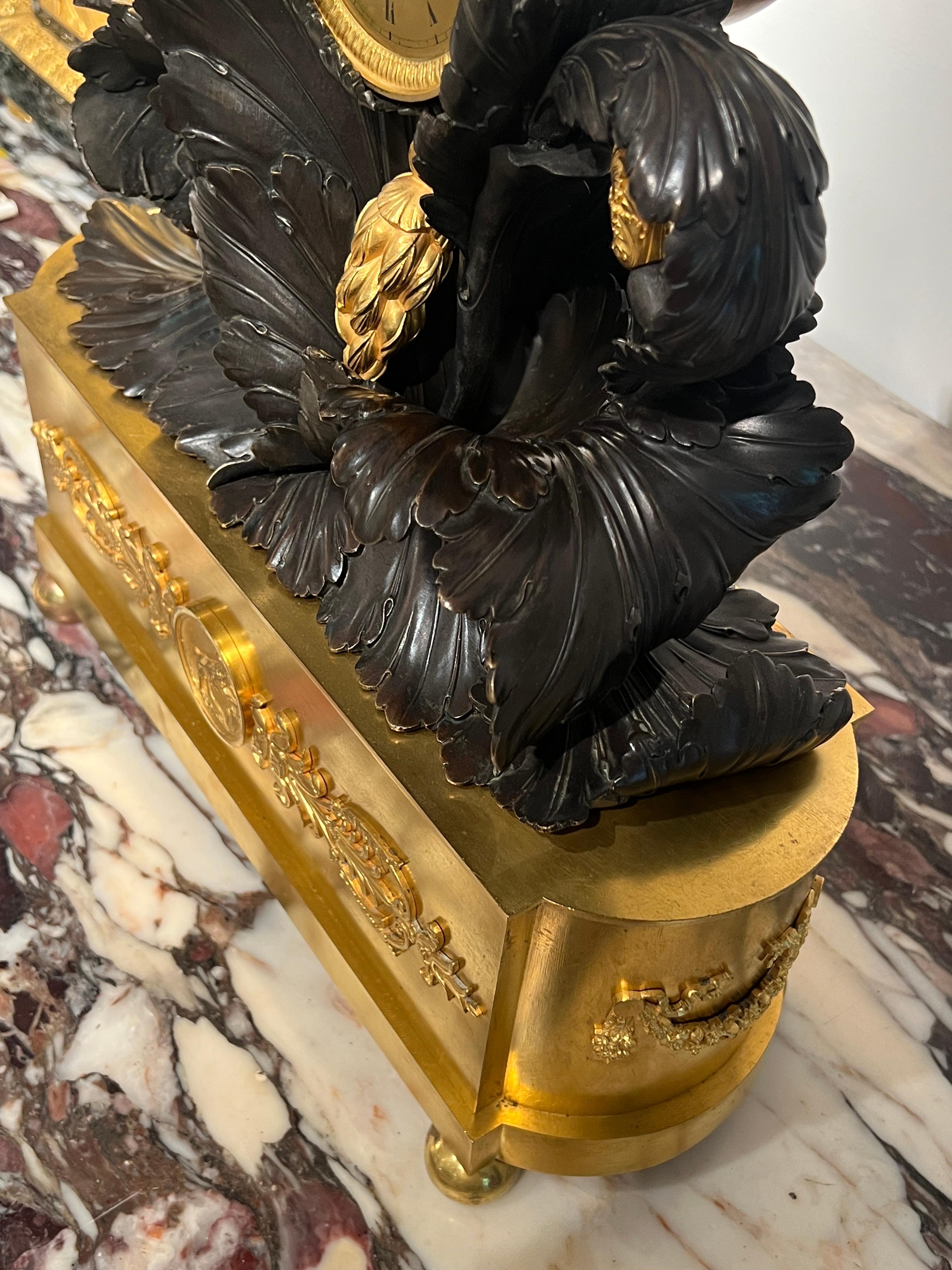 Unusual Early 19th Century Empire Mantel Clock in the Form of an Accanthus Plant For Sale 2