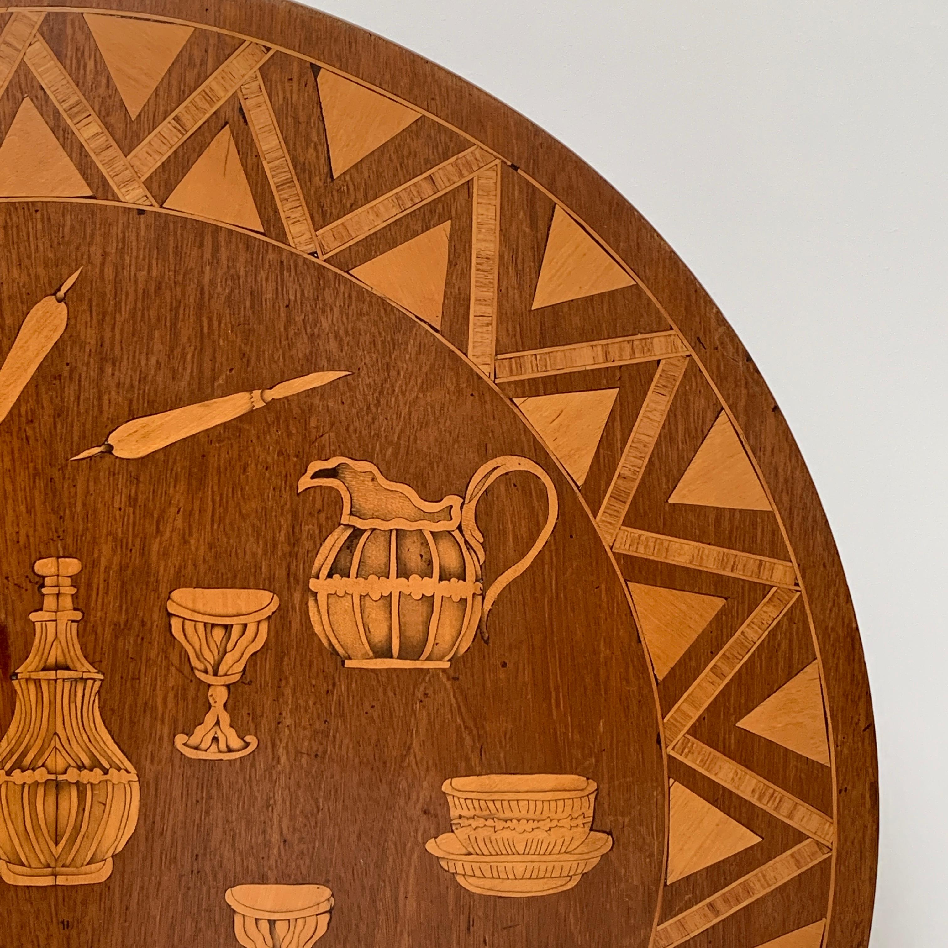 Unusual Early 19th Century Marquetry Tilt-Top or Tripod Table Provincial 2